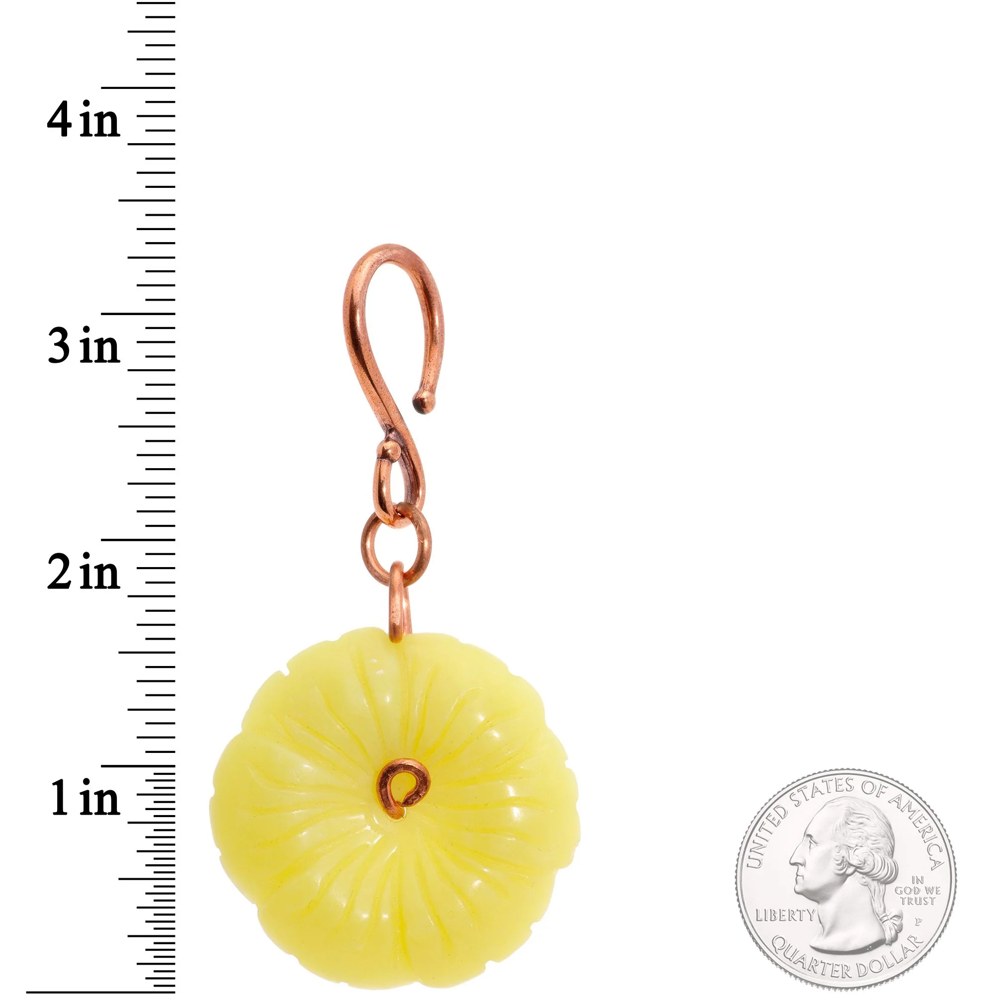 Handcrafted Copper Plated Yellow Butter Jade Flower Ear Weights - Image 3