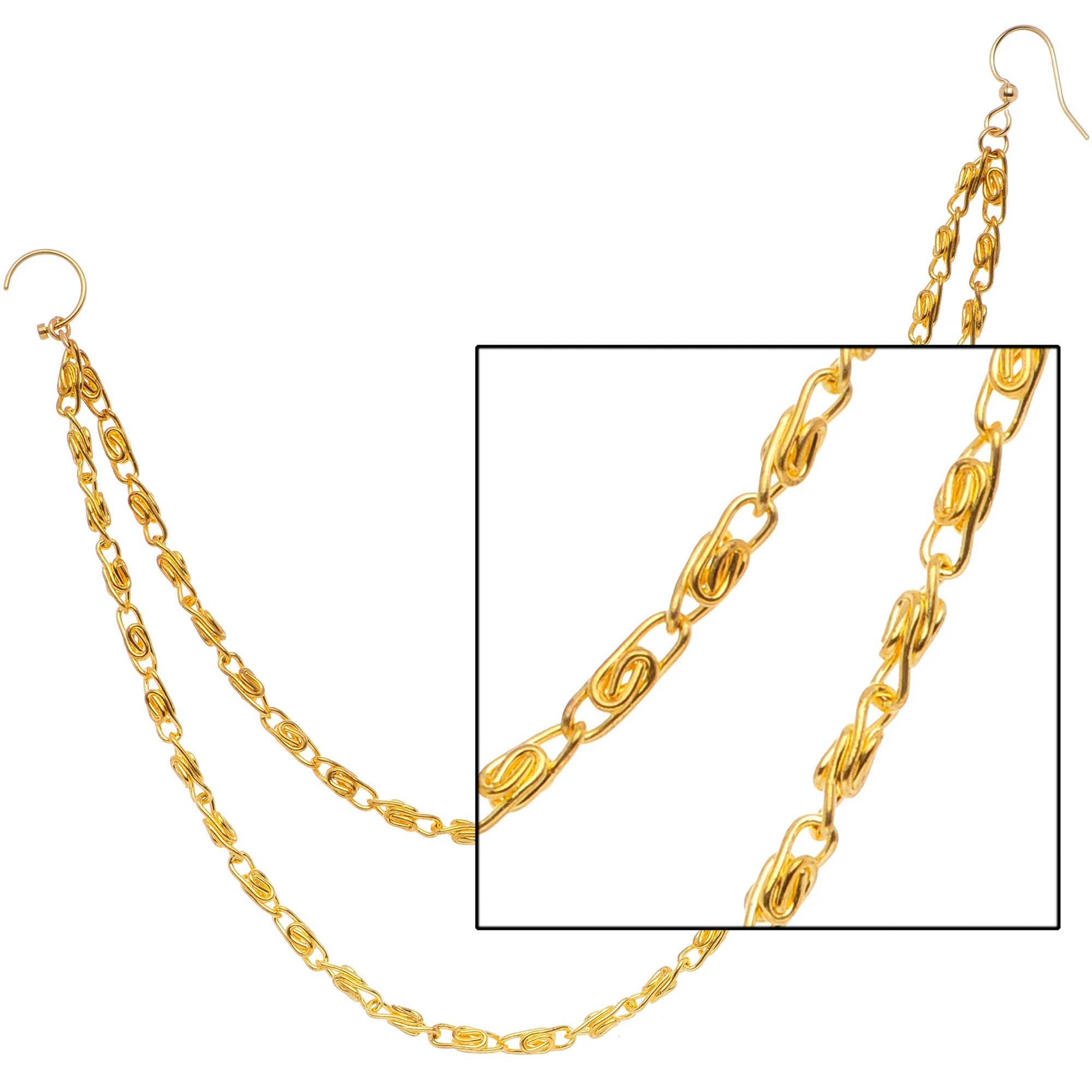 Handcrafted Gold Anodized Titanium Double Sweep Ear to Nose Chain - Image 3