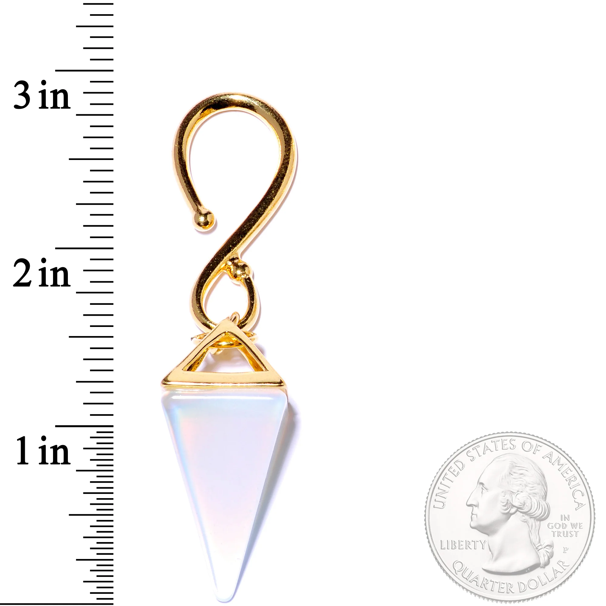 Handcrafted Gold Plated White Opalite Pyramid Ear Weights - Image 2
