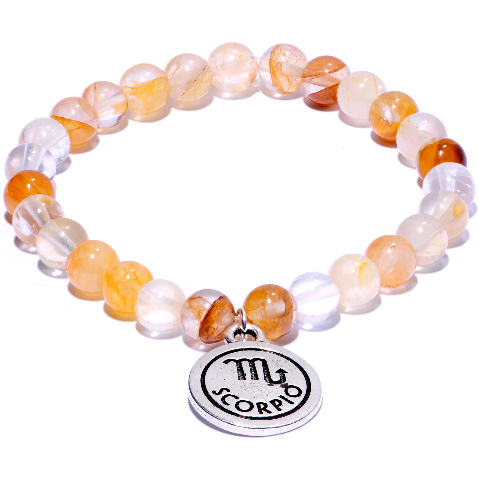 Handmade Lava Stone Citrine Scorpio Zodiac Bracelet Set of 2 - Image 3