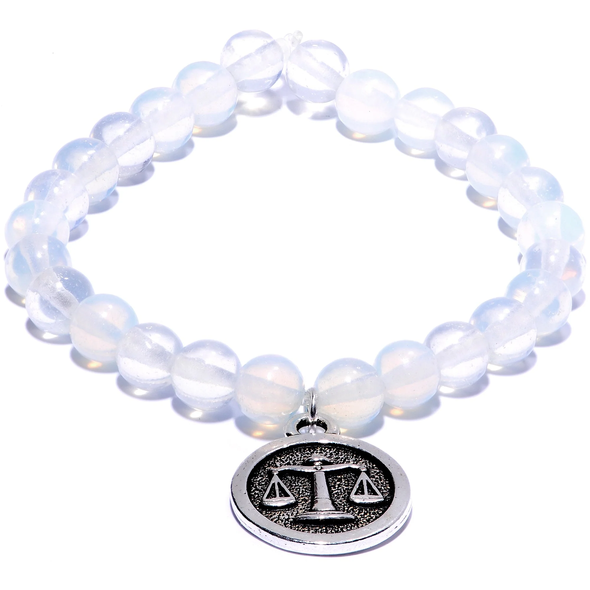 Handmade Lava Stone Opalite Libra Zodiac Bracelet Set of 2 - Image 3