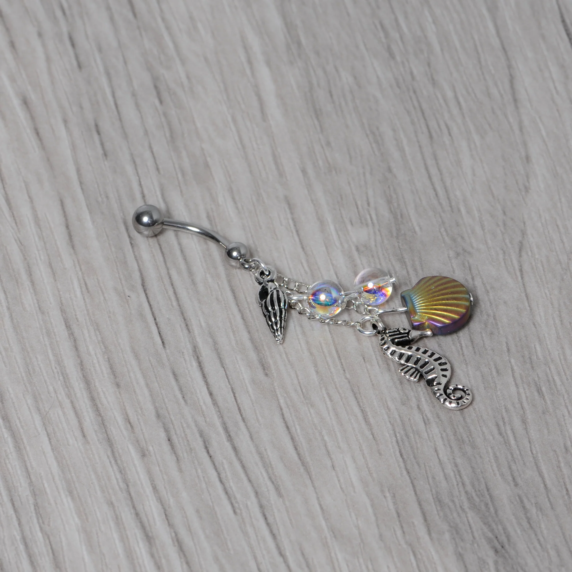 Handmade Ocean Joy Dangle Belly Ring Created with Crystals - Image 8