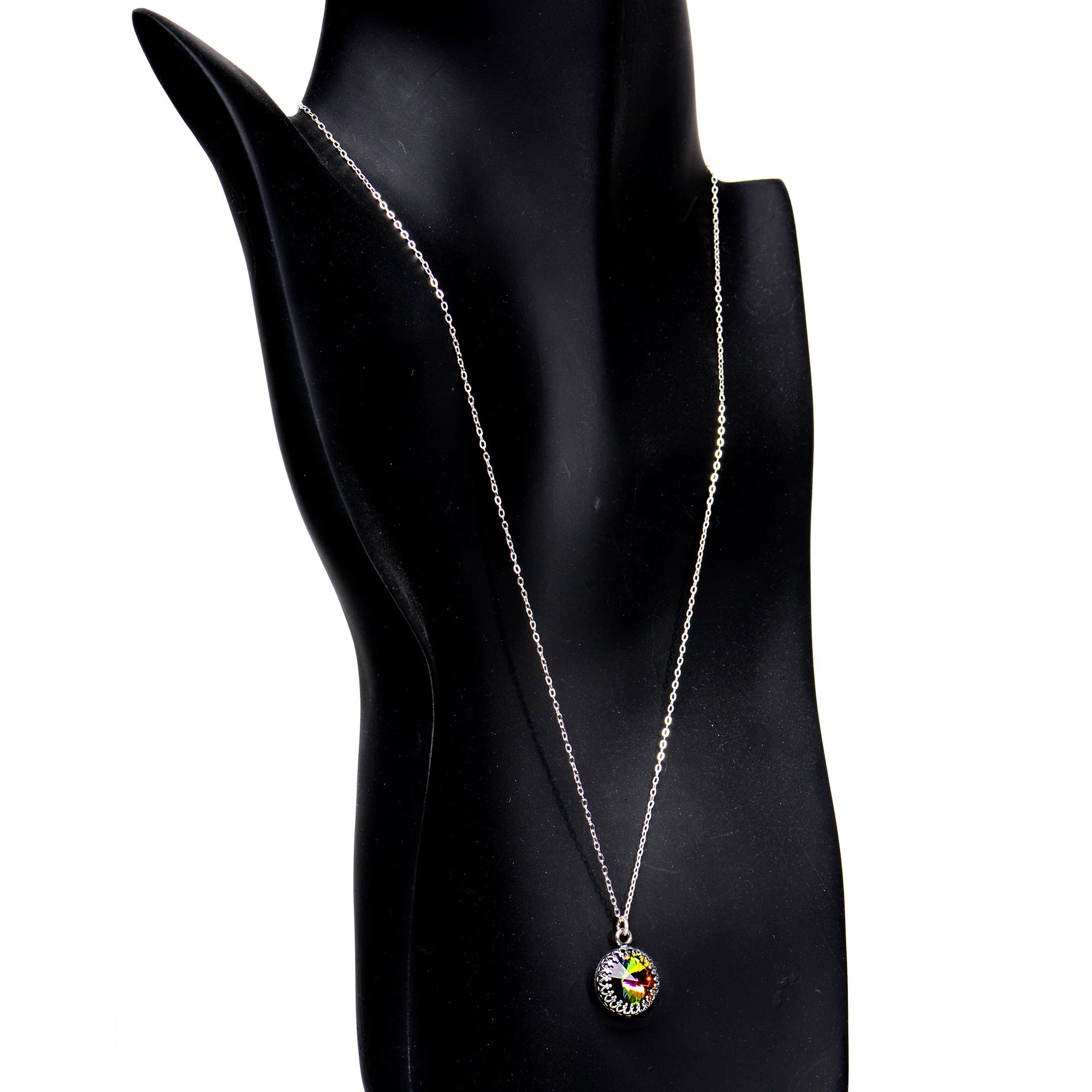 Handmade Rainbow Bombastic Necklace Created with Crystals - Image 3