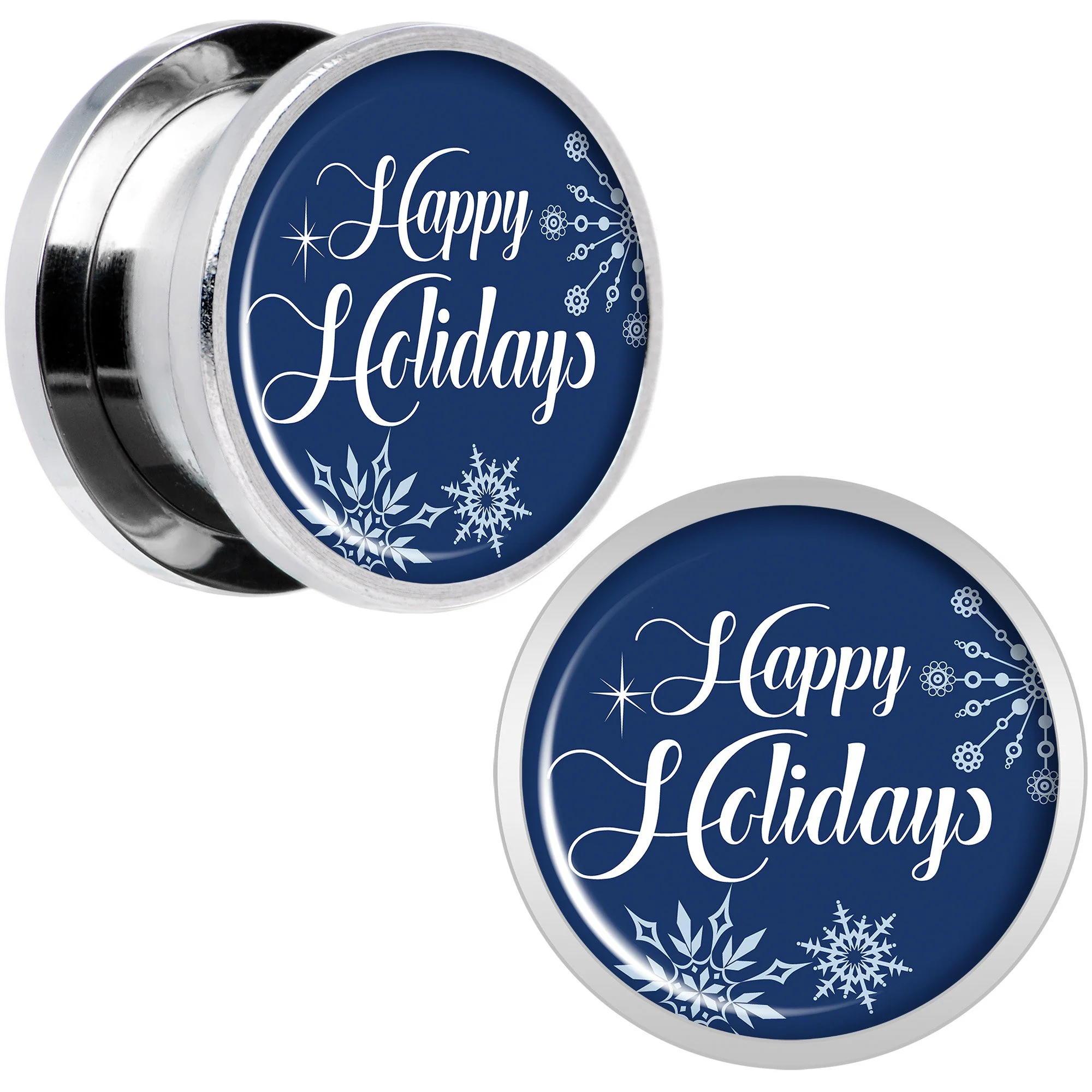 Happy Holidays Snowflake Screw Fit Plug Set Sizes 6mm to 20mm - Image 5