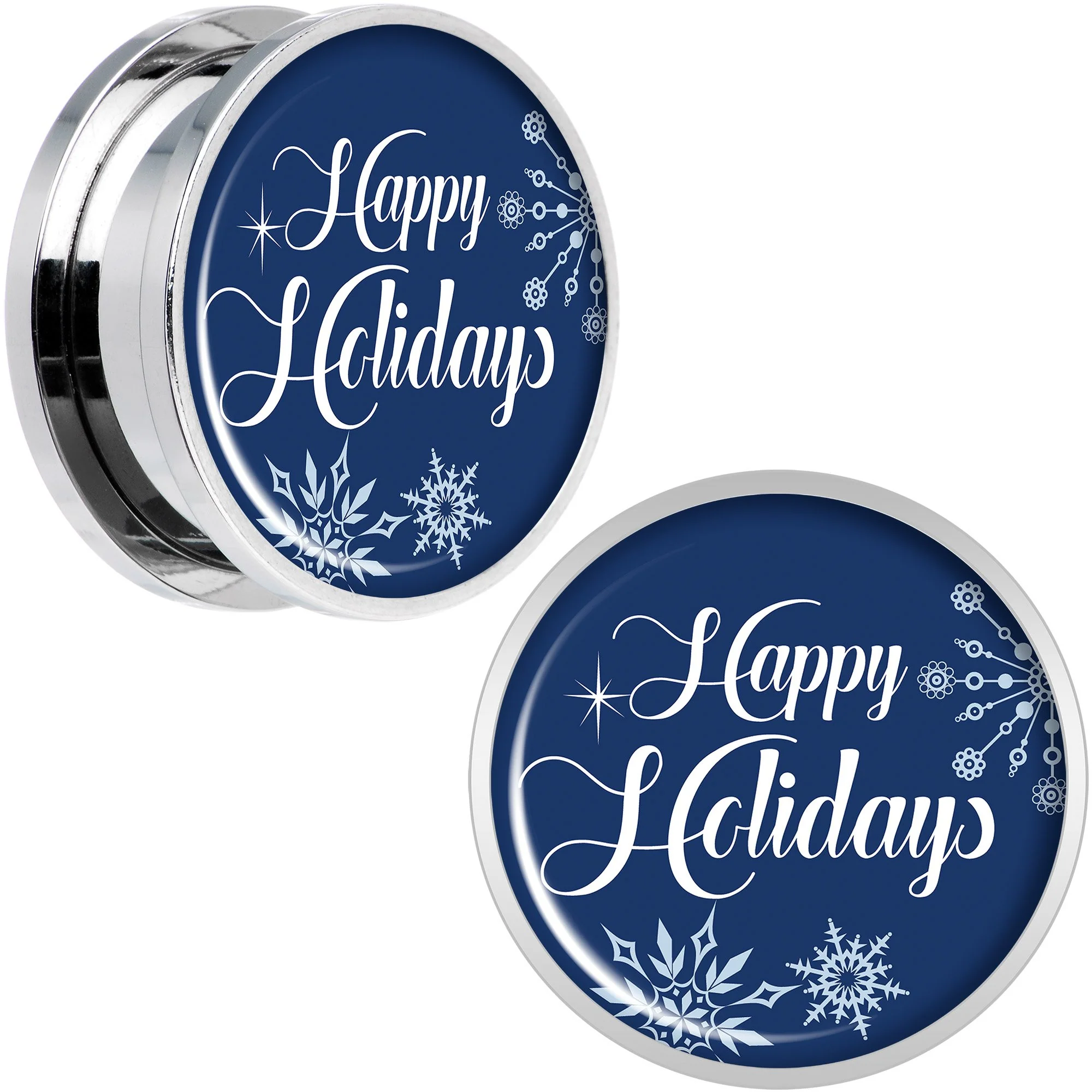 Happy Holidays Snowflake Screw Fit Plug Set Sizes 6mm to 20mm - Image 8