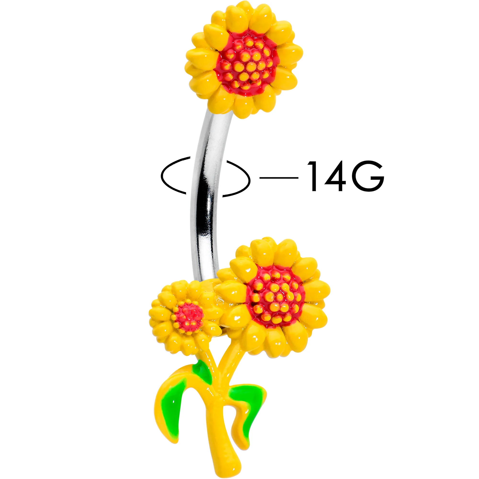 Happy Sunflower Trio Double Mount Belly Ring - Image 3