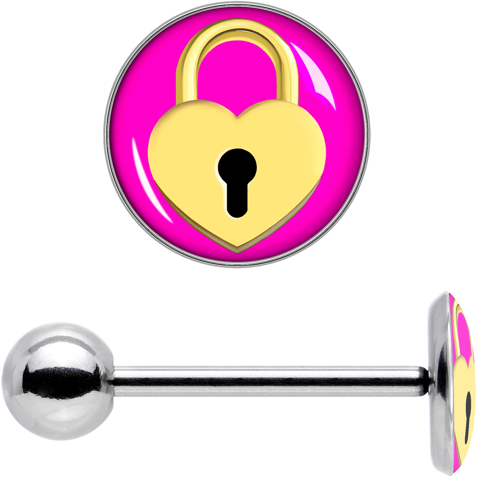 Heart Lock Barbell Tongue Ring by Onyx O - Image 7