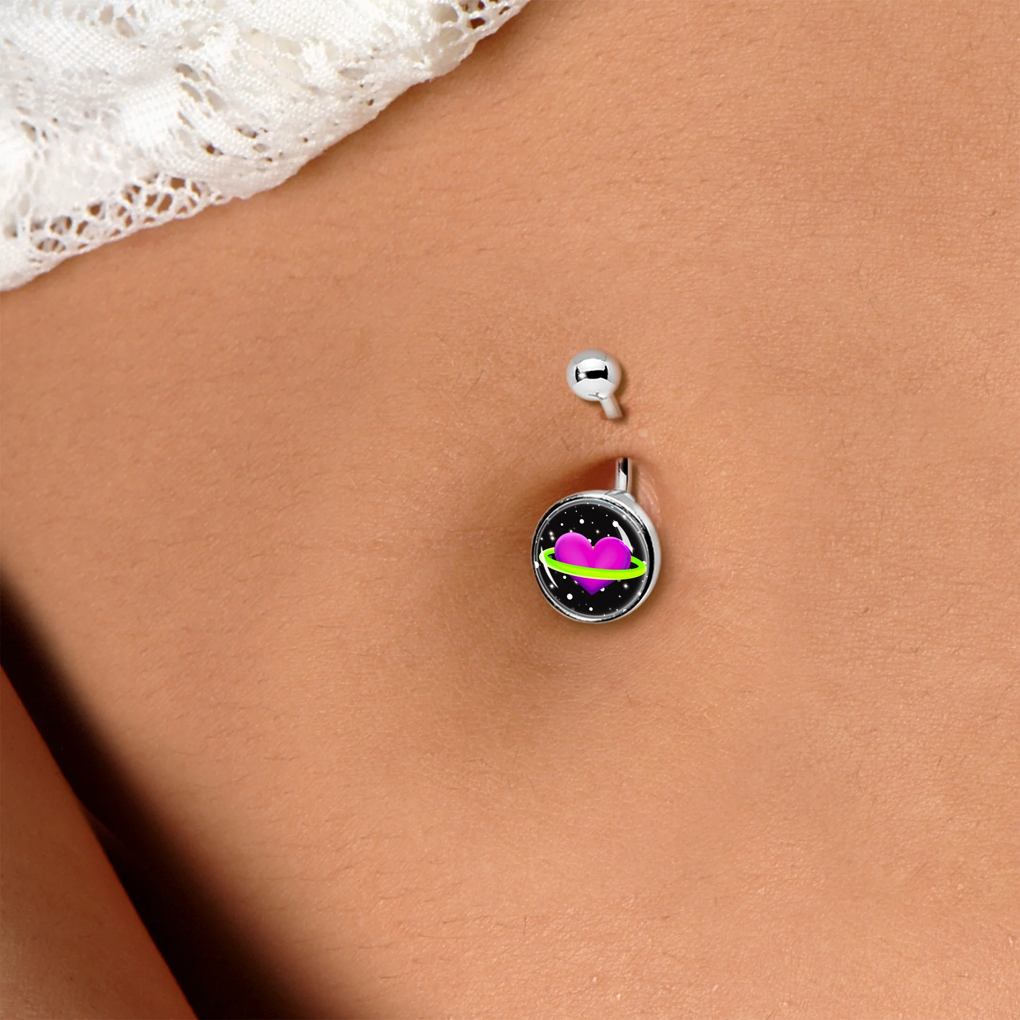 Heart Planet Belly Ring by Onyx O - Image 3