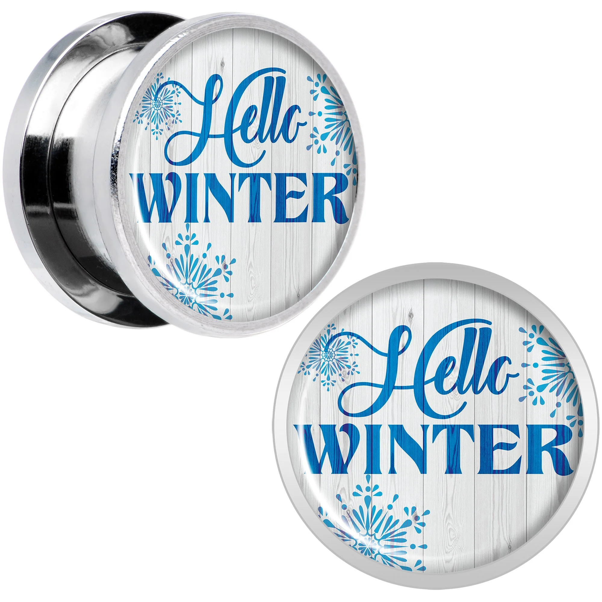 Hello Winter Snowflake Screw Fit Plug Set Sizes 8mm to 20mm - Image 2