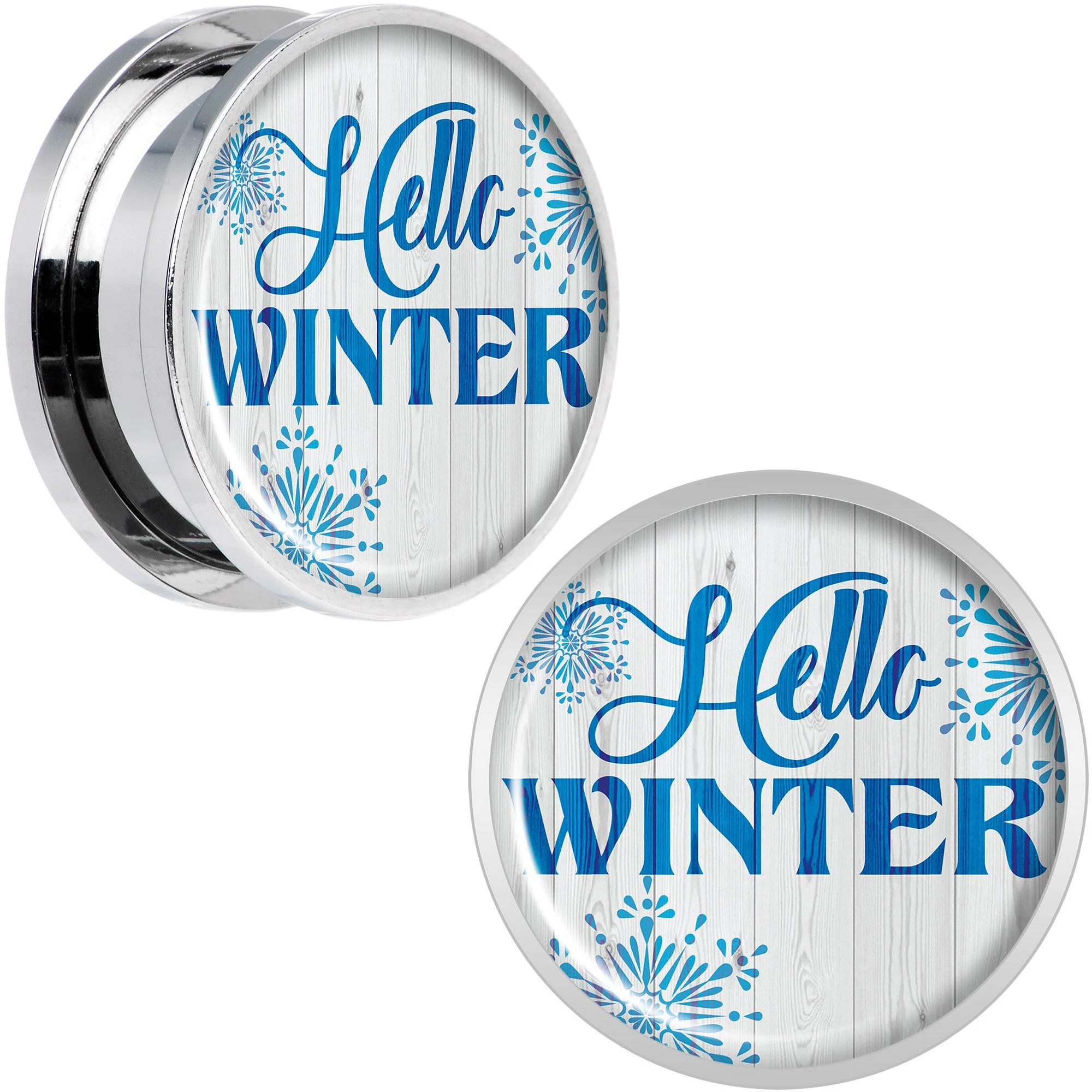 Hello Winter Snowflake Screw Fit Plug Set Sizes 8mm to 20mm - Image 5