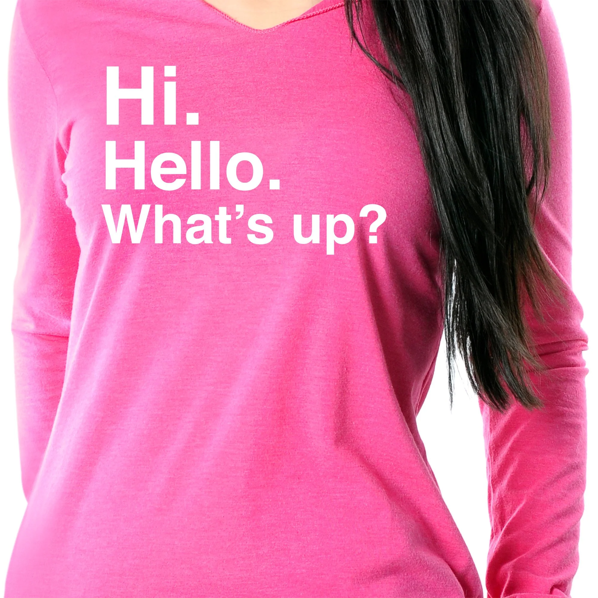 Hi. Hello. What's up? Tapered Long Sleeve Hoodie - Image 3