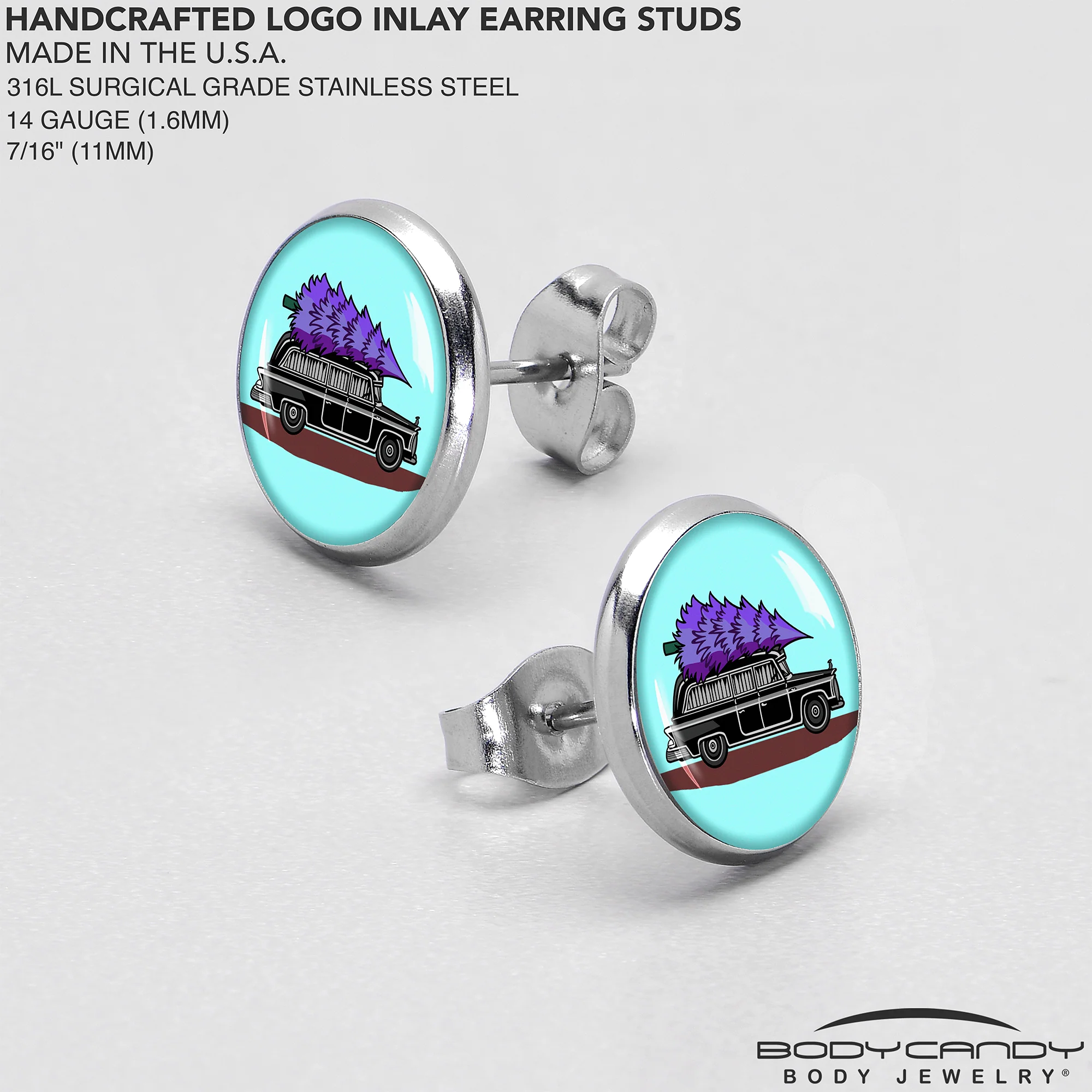Holiday Christmas Hearse Stud Earrings by Onyx O - Image 6