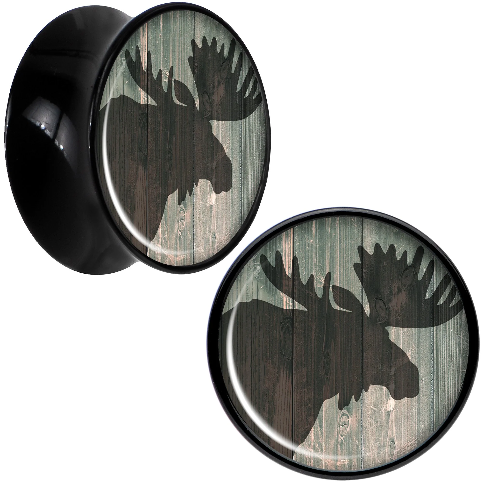 Holiday Rustic Wood Moose Black Acrylic Saddle Plug Set Sizes 5mm to 20mm - Image 7