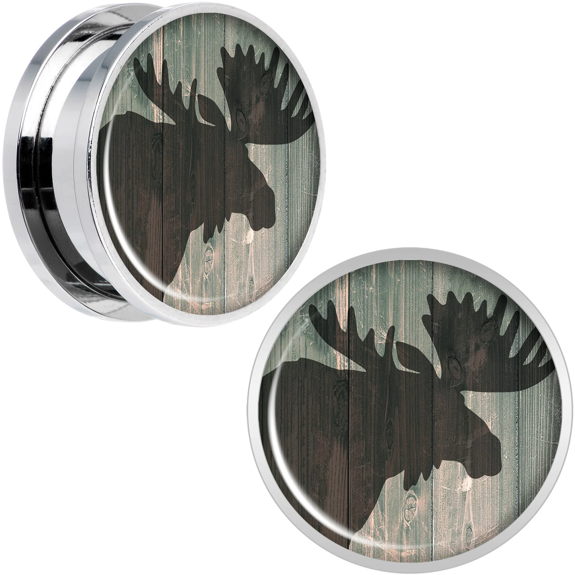 Holiday Rustic Wood Moose Screw Fit Plug Set Sizes 5mm to 20mm - Image 9