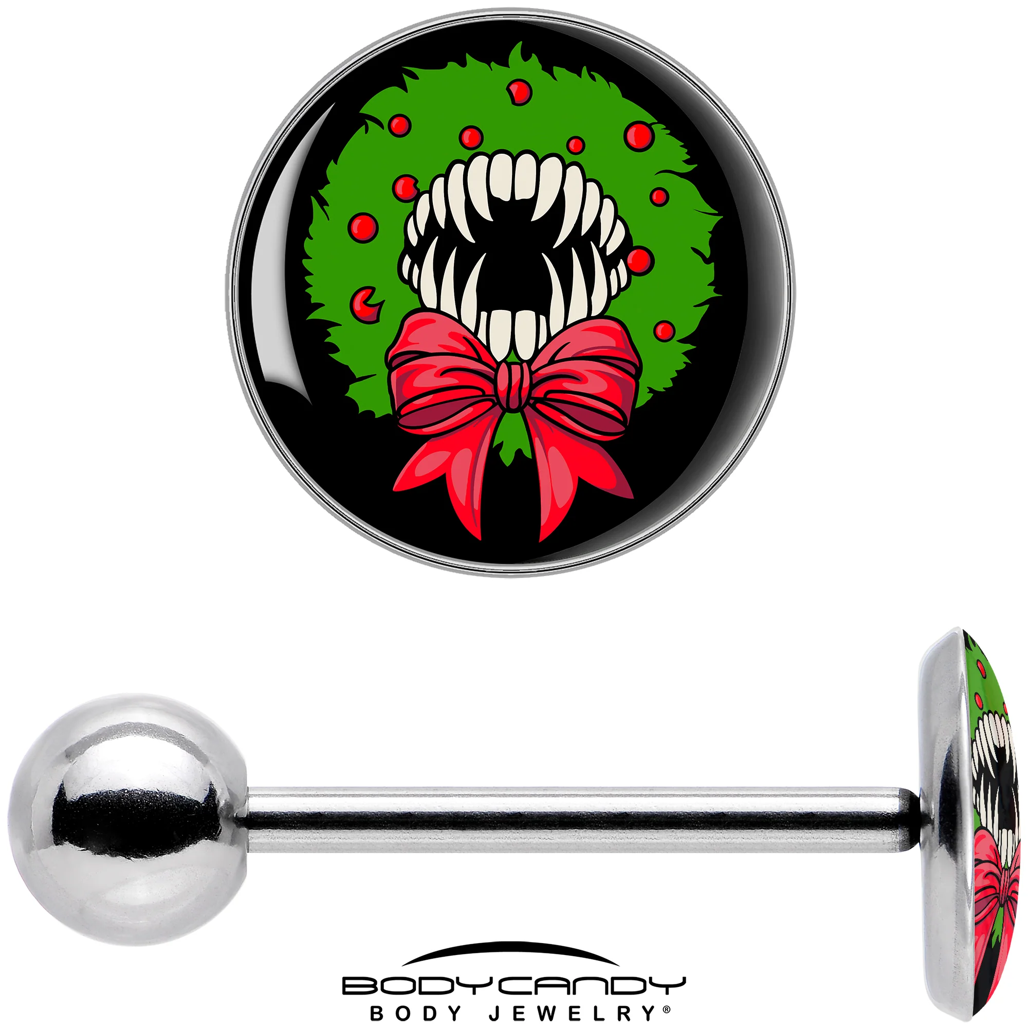 Holiday Vampire Wreath Barbell Tongue Ring by Onyx O - Image 6