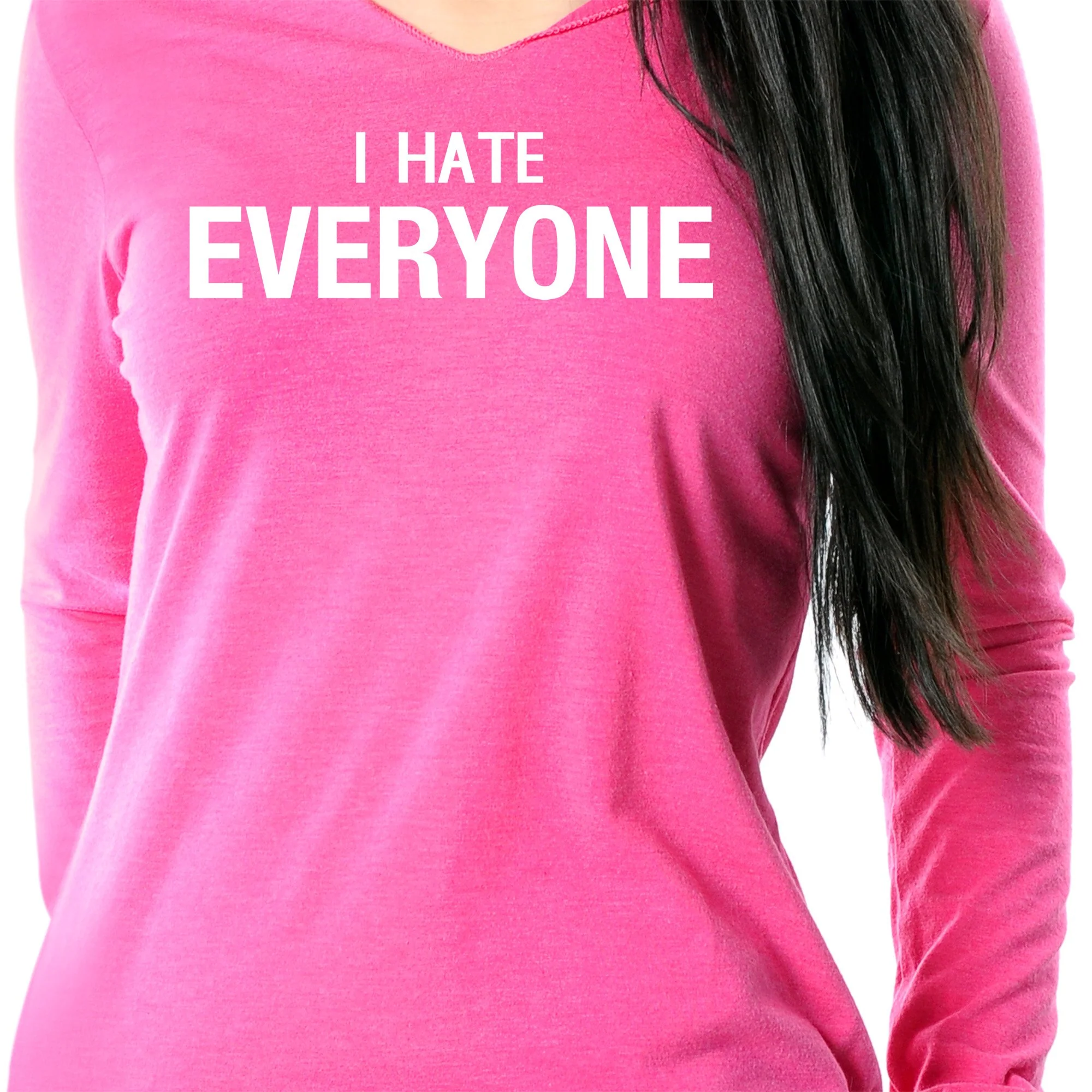 I hate everyone Tapered Long Sleeve Hoodie - Image 3