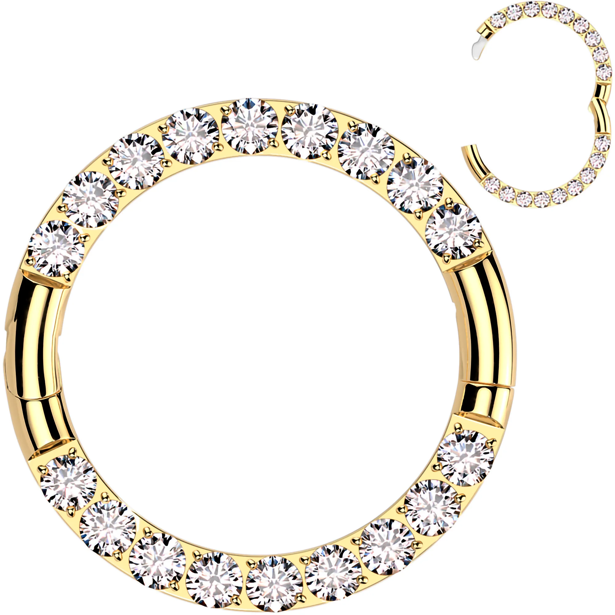 16G Implant Grade Titanium CZ Double Row Hoop Segment Ring - Image 7