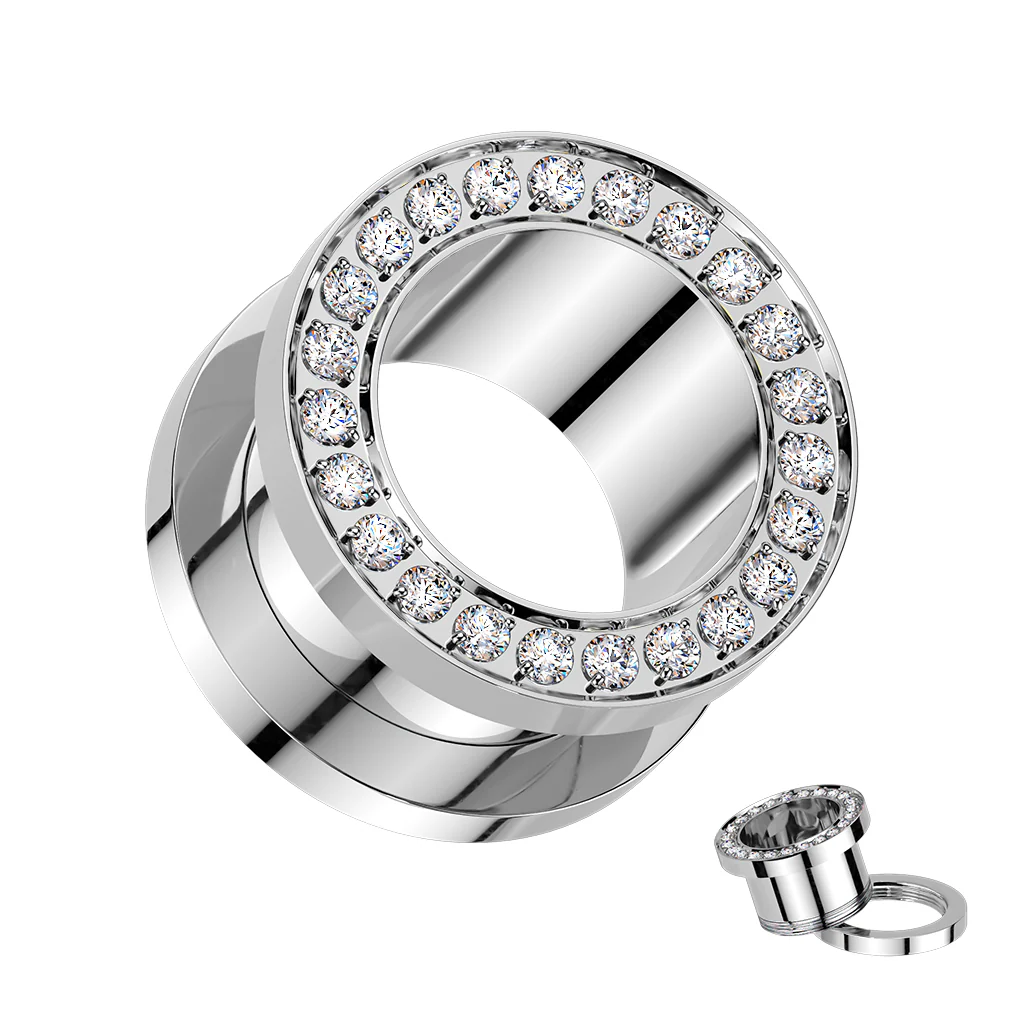 Implant Grade Titanium CZ Rim Double Flare Screw Fit Tunnel Plug Set Sizes 6mm to 16mm - Image 19