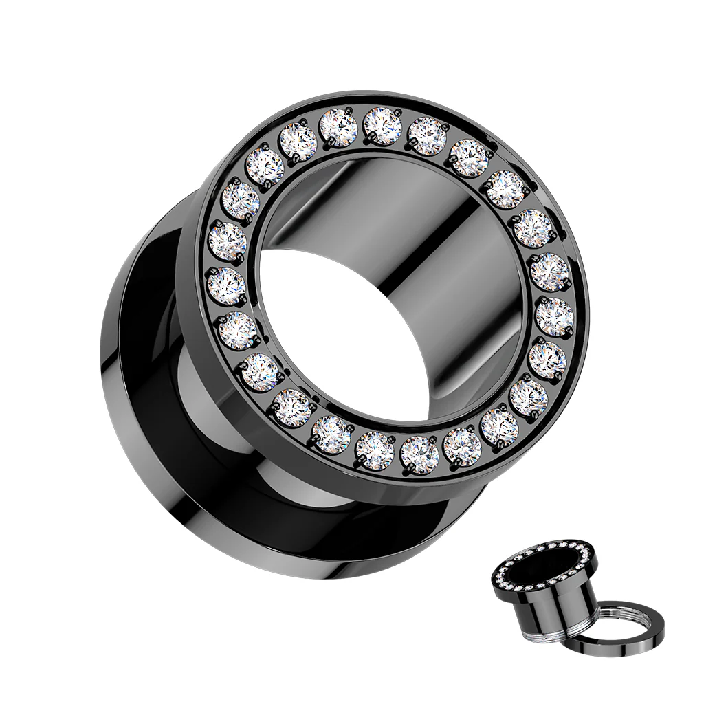 Implant Grade Titanium CZ Rim Double Flare Screw Fit Tunnel Plug Set Sizes 6mm to 16mm - Image 9