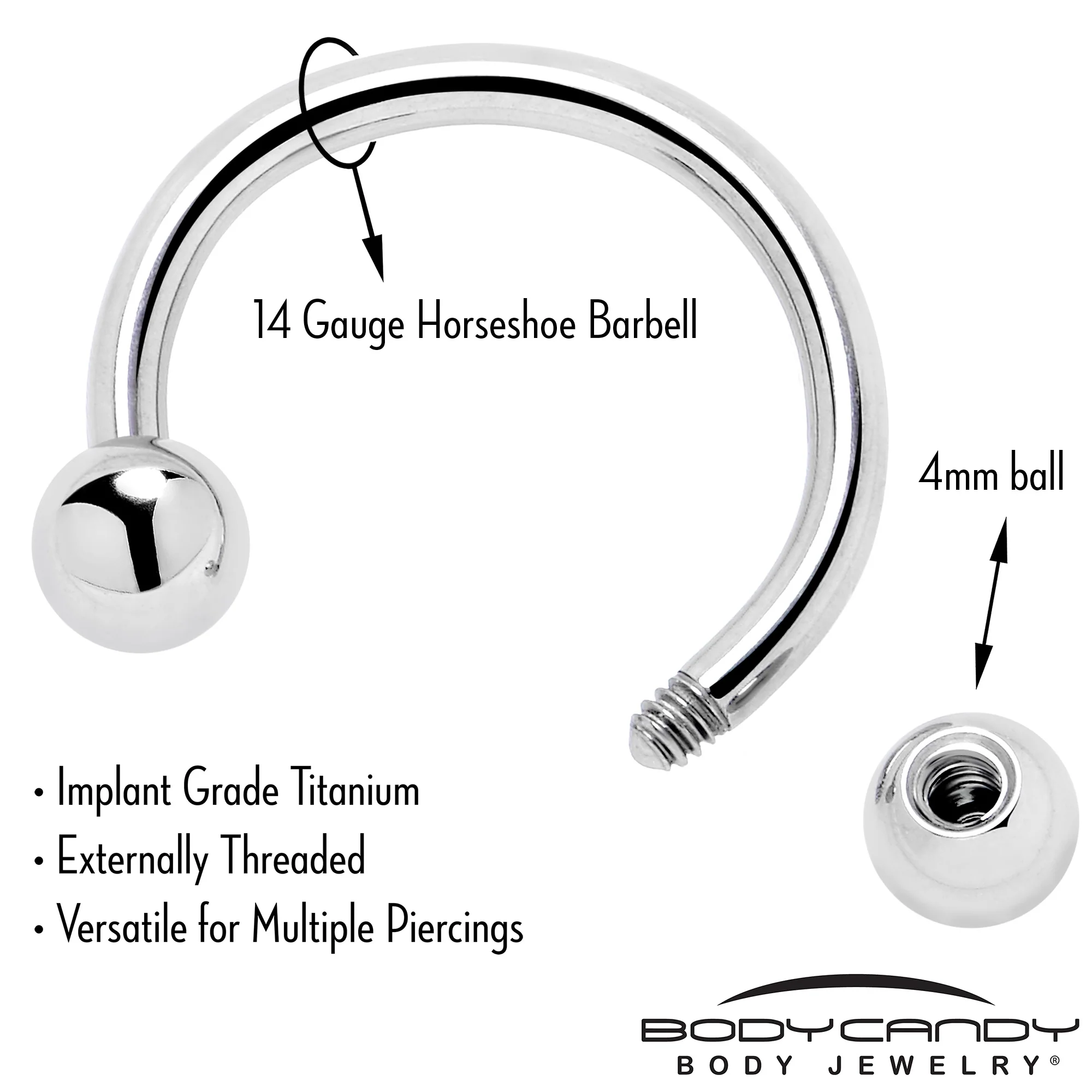 Implant Grade Titanium Externally Threaded Ball Horseshoe - Image 5