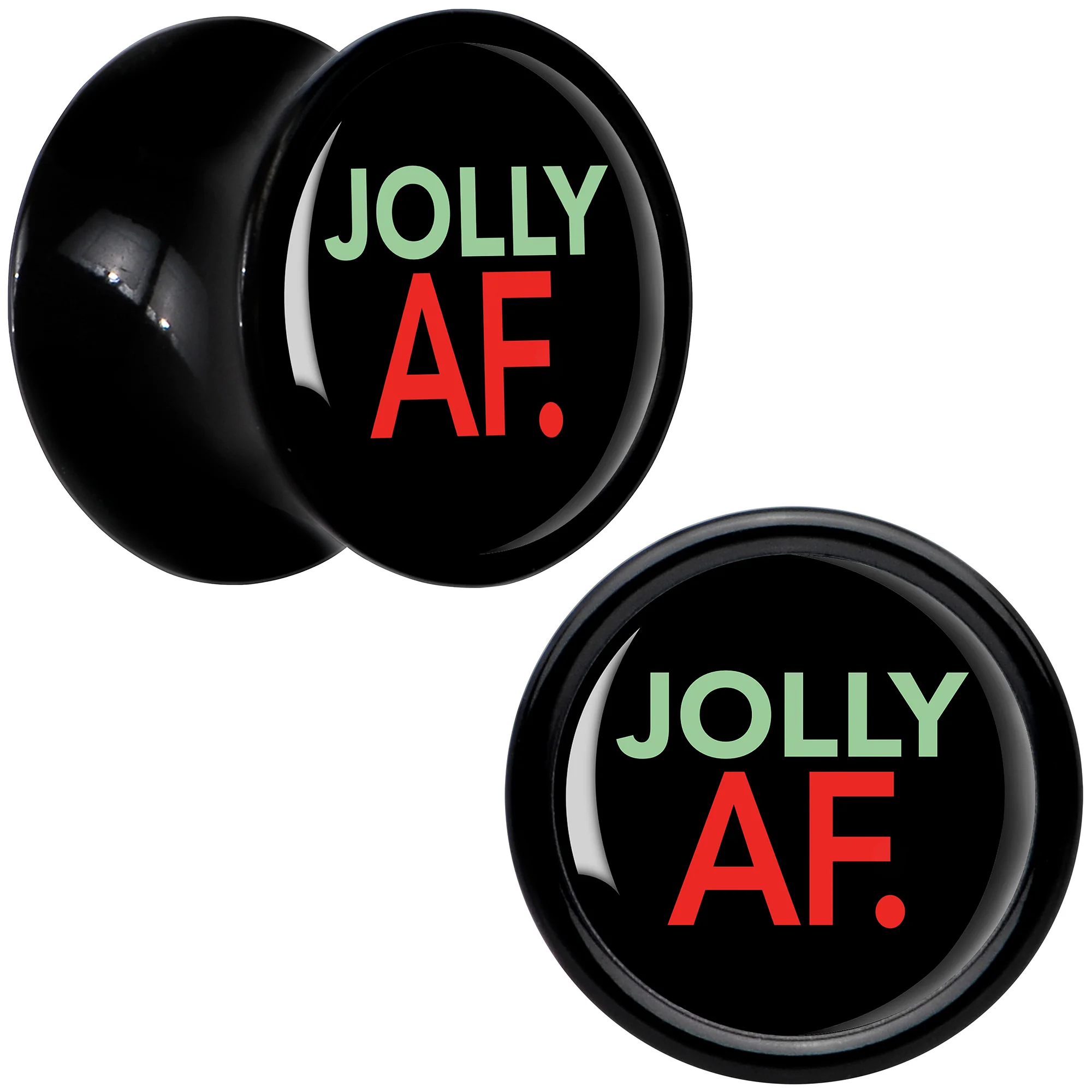 Jolly AF Festive Holiday Christmas Acrylic Saddle Plug Set by Onyx O - Image 3