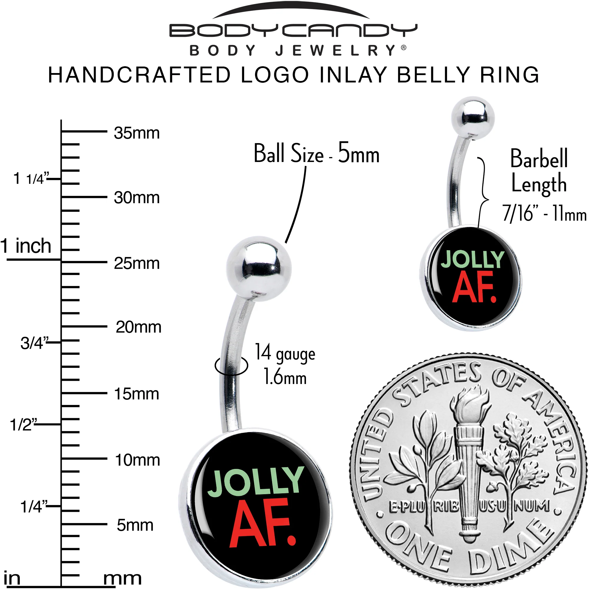 Jolly AF Festive Holiday Christmas Belly Ring by Onyx O - Image 6