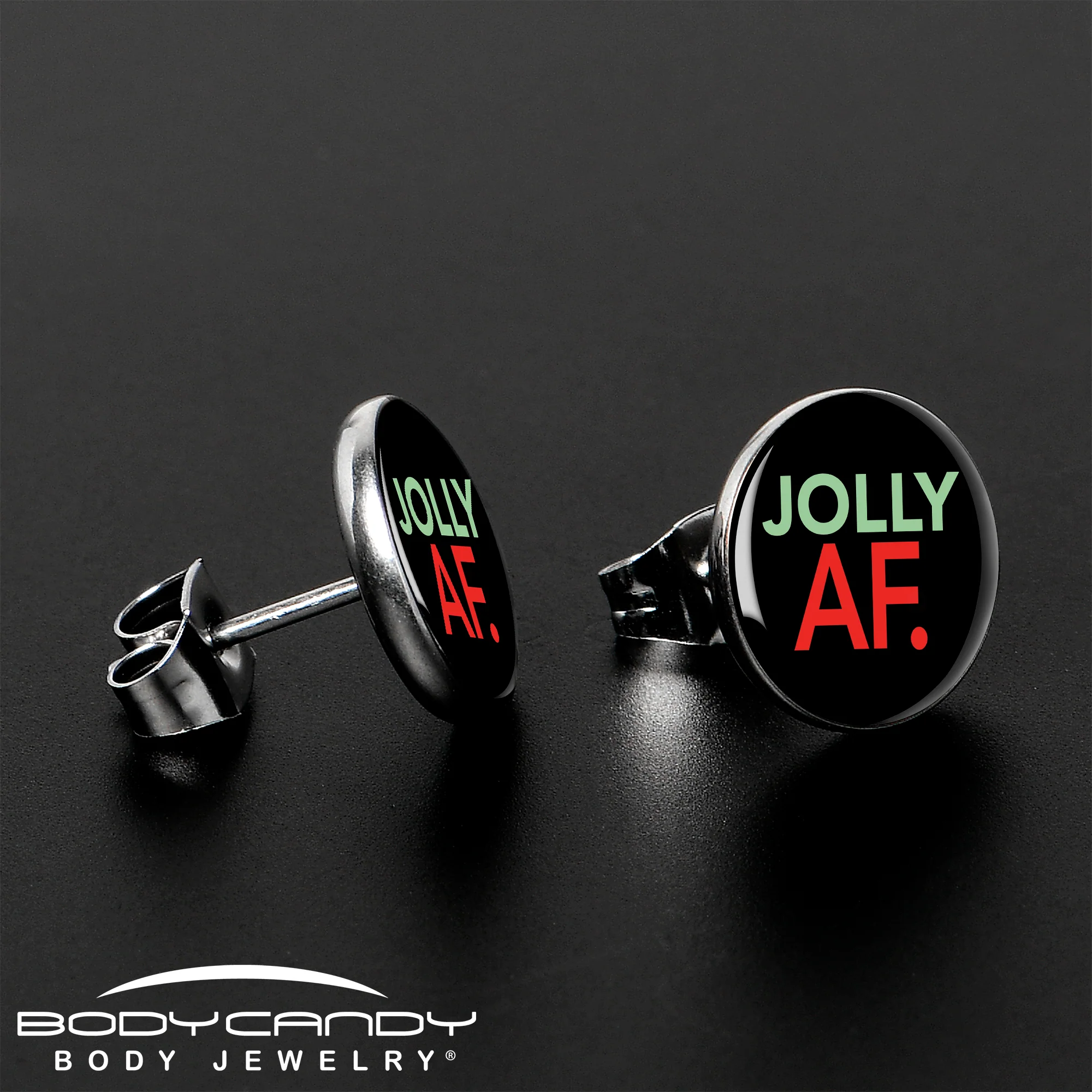Jolly AF Festive Holiday Christmas Stud Earrings by Onyx O - Image 3