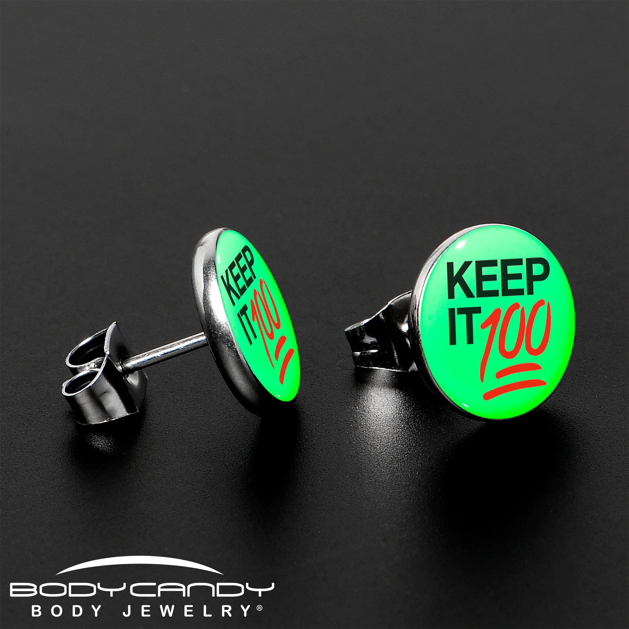 Keep it 100 Glow in the Dark Stud Earrings by Onyx O - Image 3