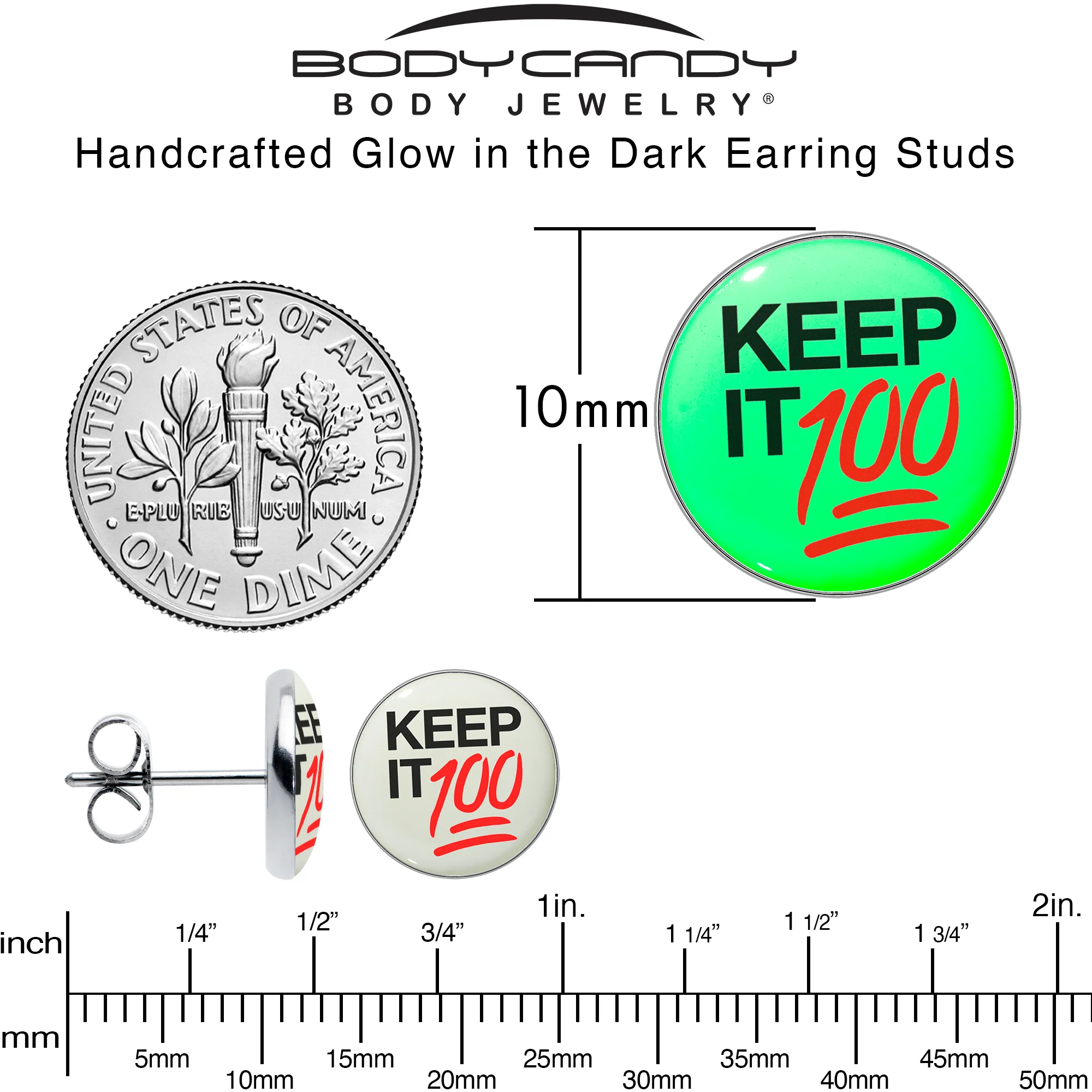 Keep it 100 Glow in the Dark Stud Earrings by Onyx O - Image 6