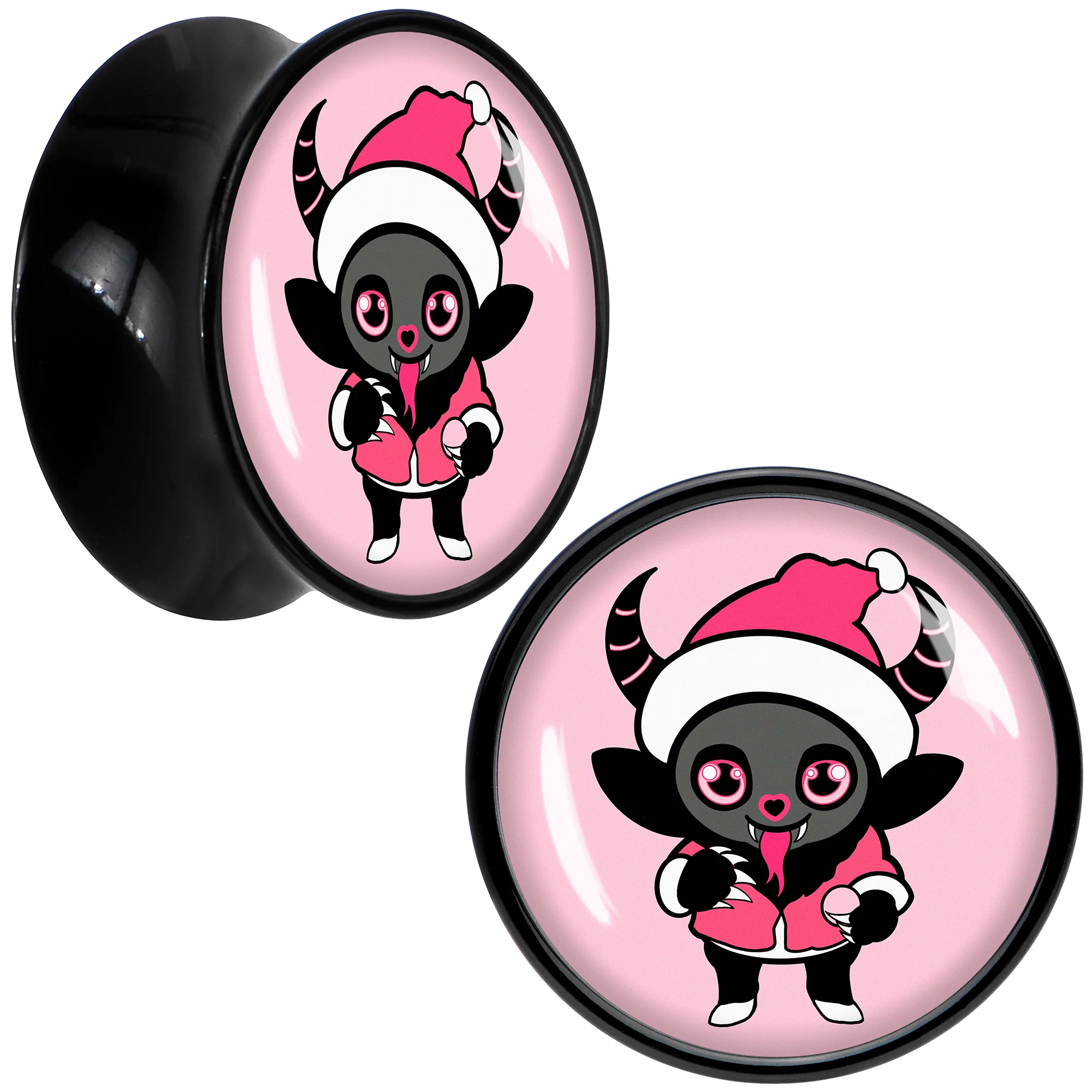 Krampus Cutie Christmas Holiday Black Acrylic Saddle Plug Set by Onyx O - Image 8