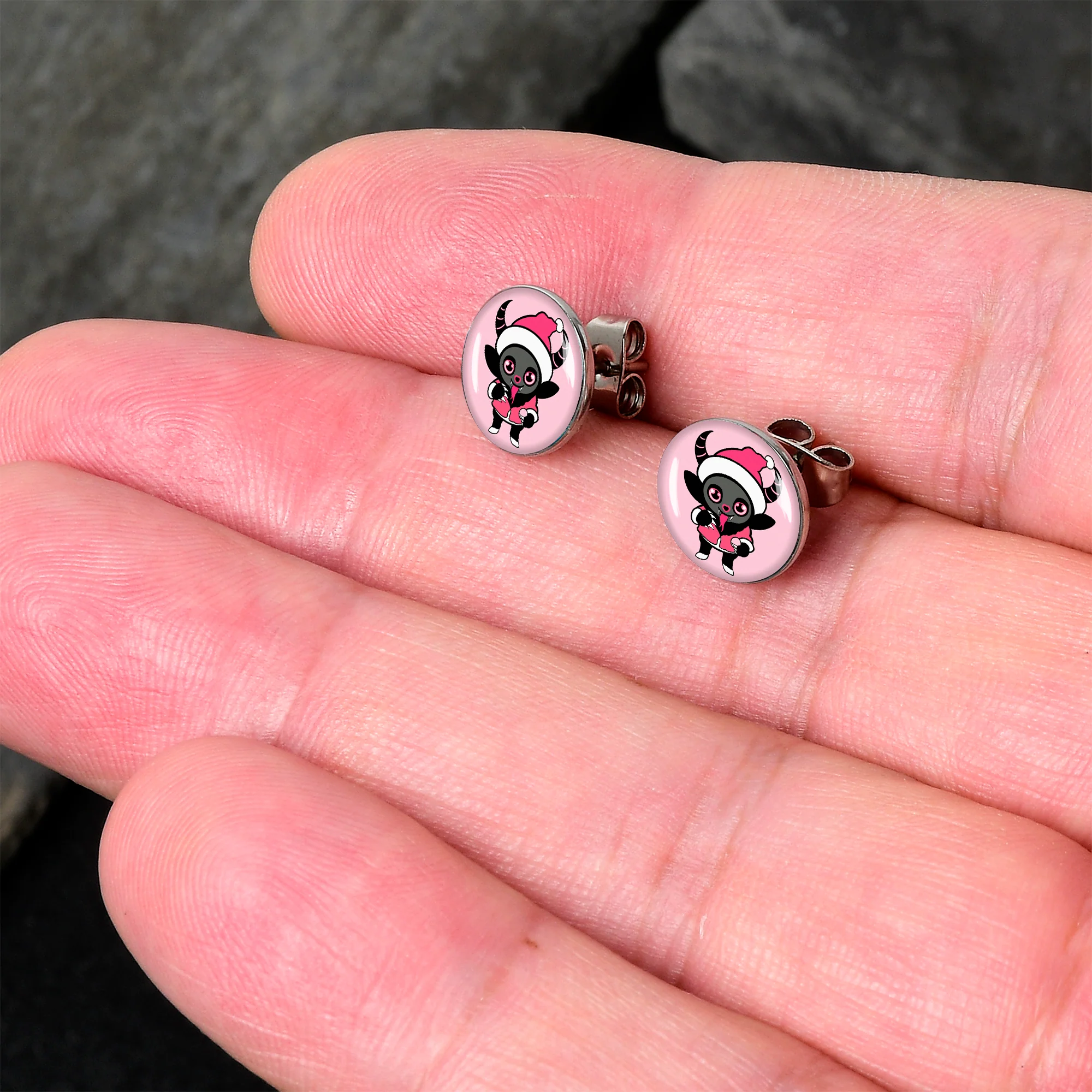 Krampus Cutie Christmas Holiday Stud Earrings by Onyx O - Image 2