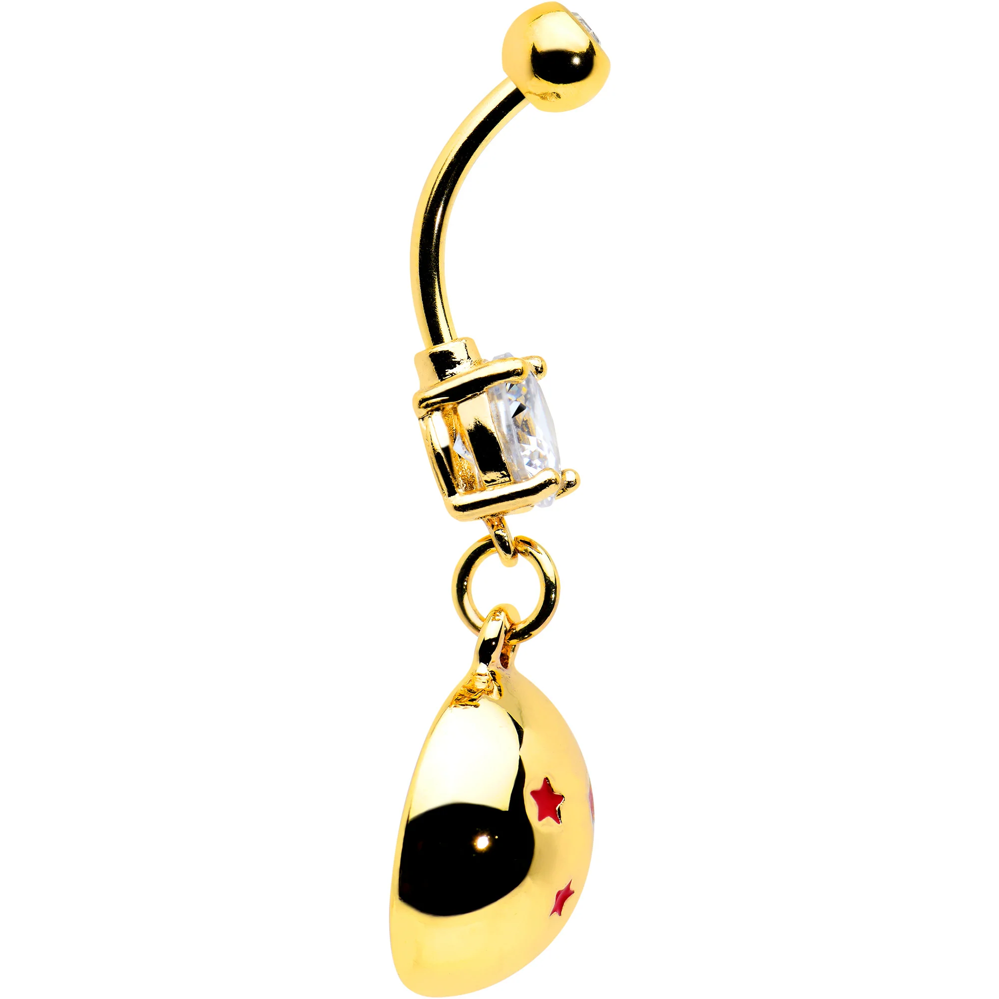 Licensed Dragonball Z Clear CZ Gem Gold Hue Starball Dangle Belly Ring - Image 2