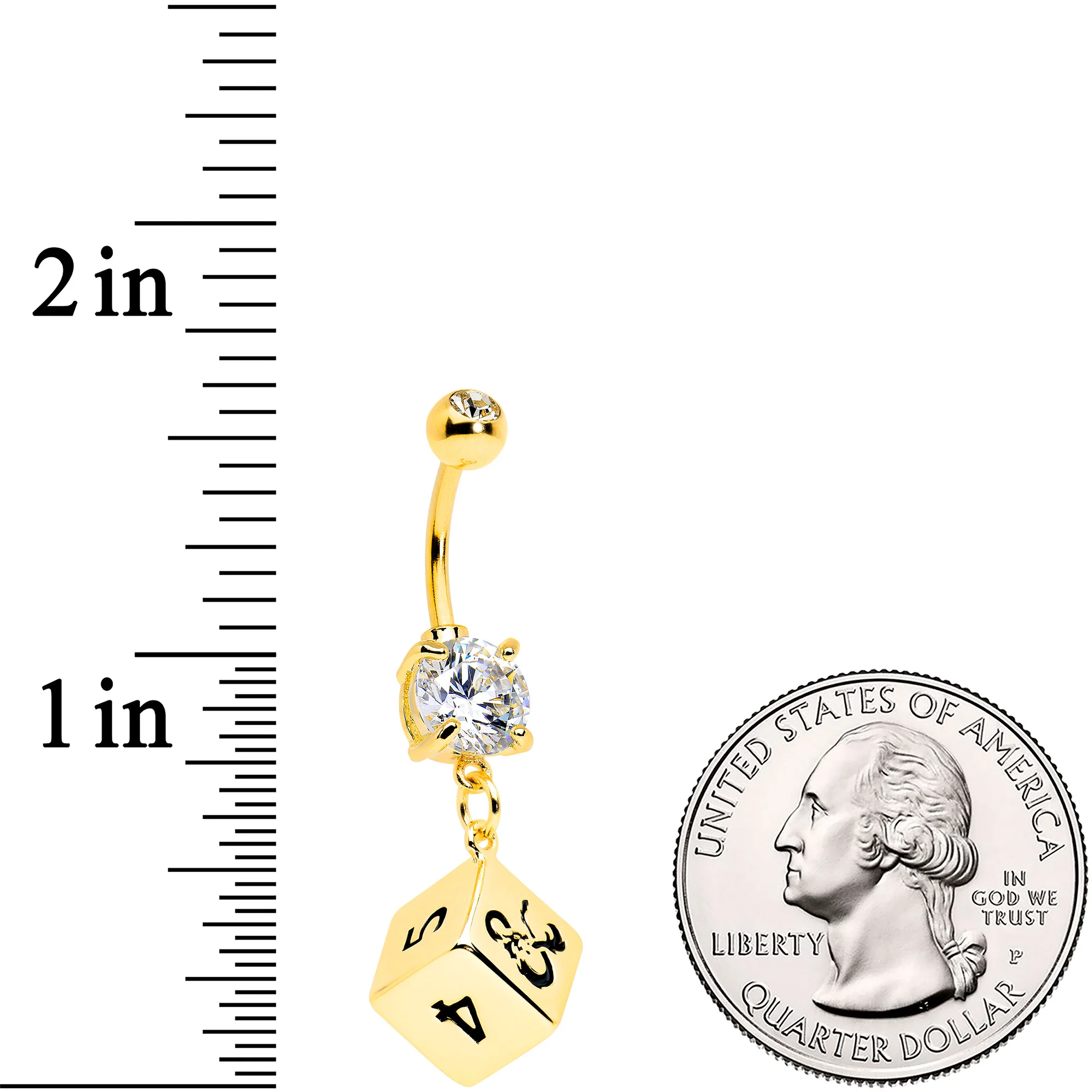 Licensed Dungeons & Dragons Clear CZ Gem Dice Dangle Belly Ring - Image 4