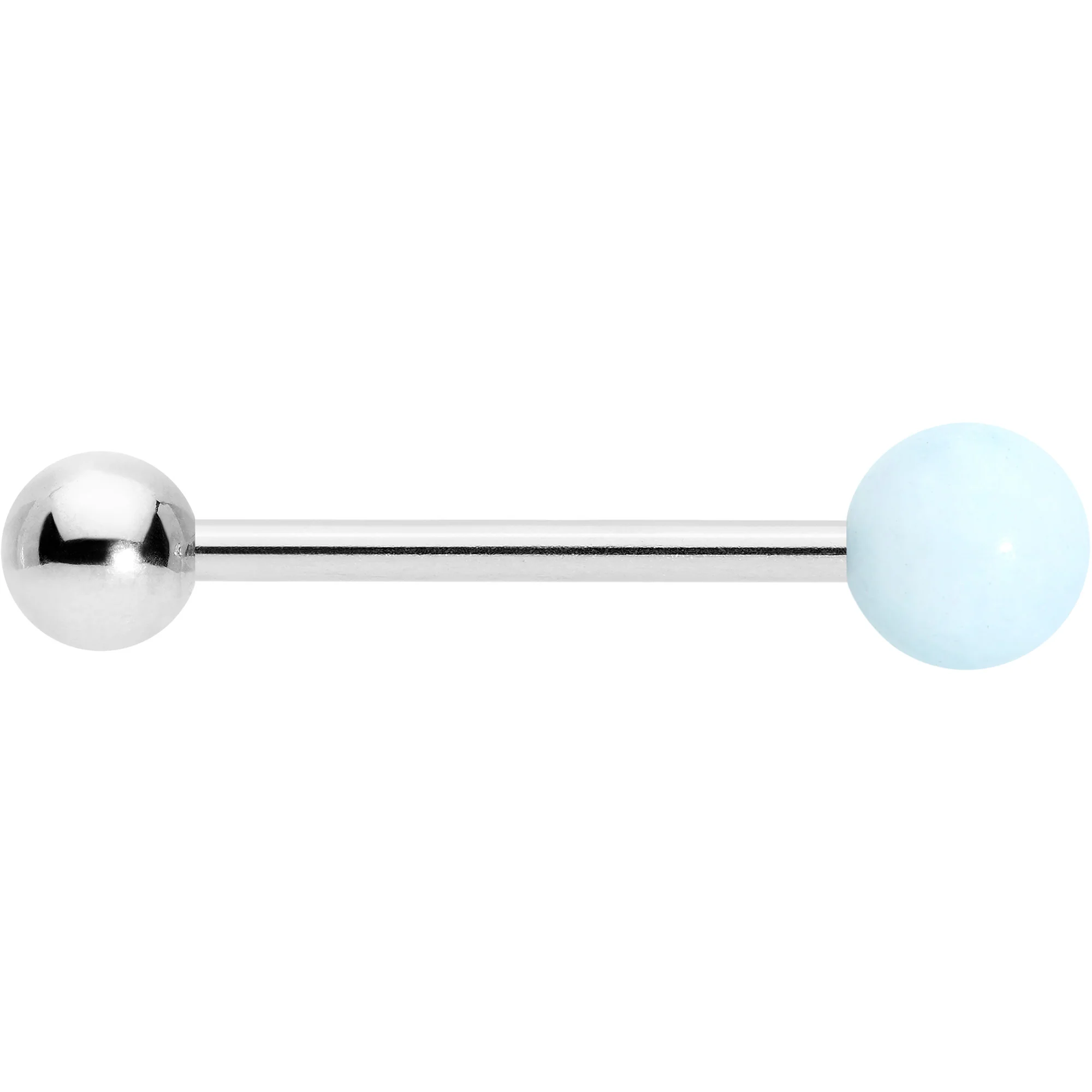 Light Blue Synthetic Aquamarine Barbell Tongue Ring - Image 2