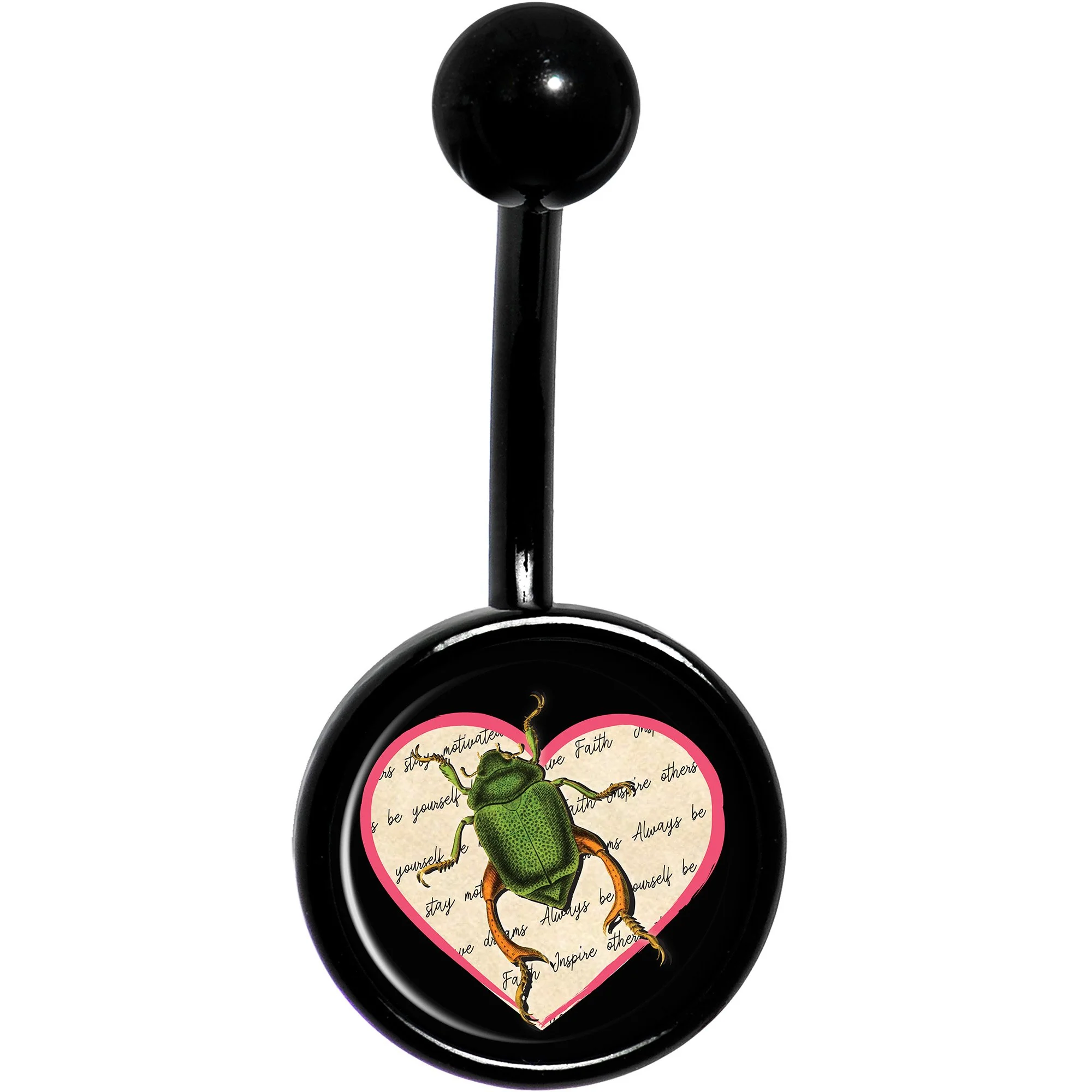 Love Letter Beetle Bug Black Belly Ring - Image 2