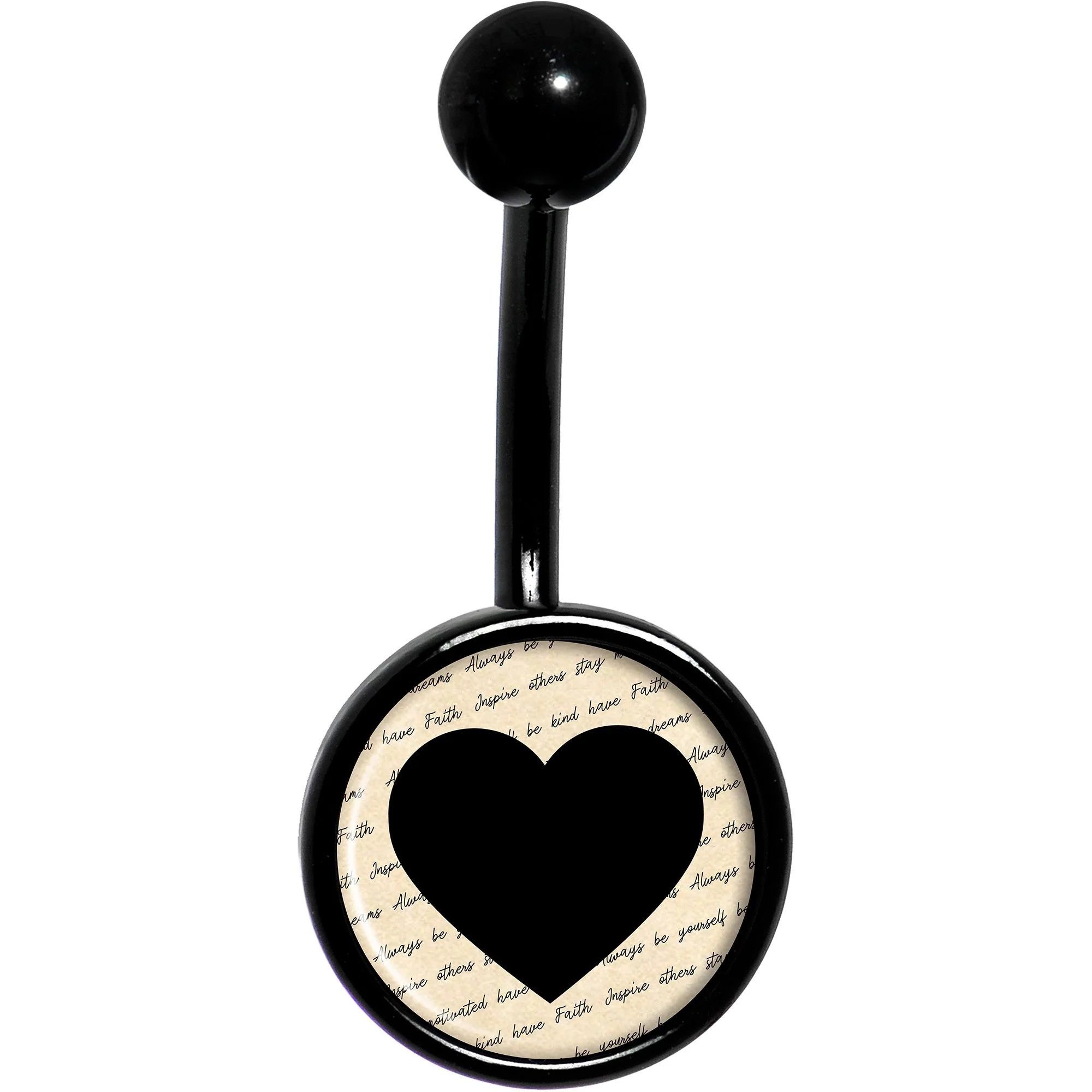 Love Letter Black Heart Black Belly Ring - Image 2