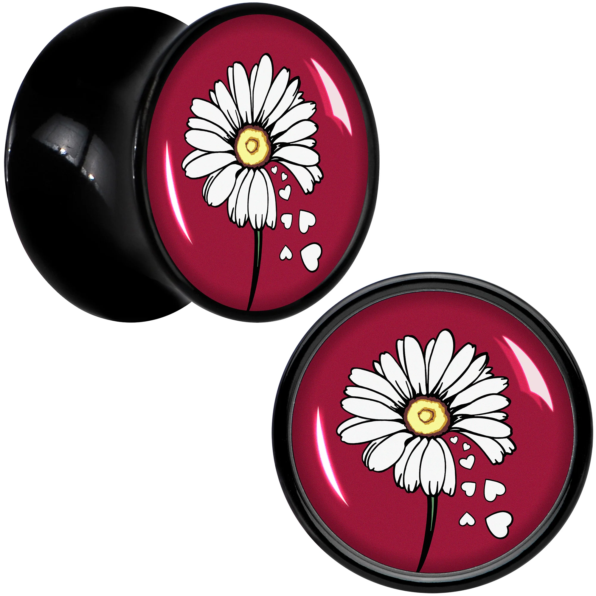 Love Me Not Flower Black Acrylic Saddle Plug Set by Onyx O - Image 6