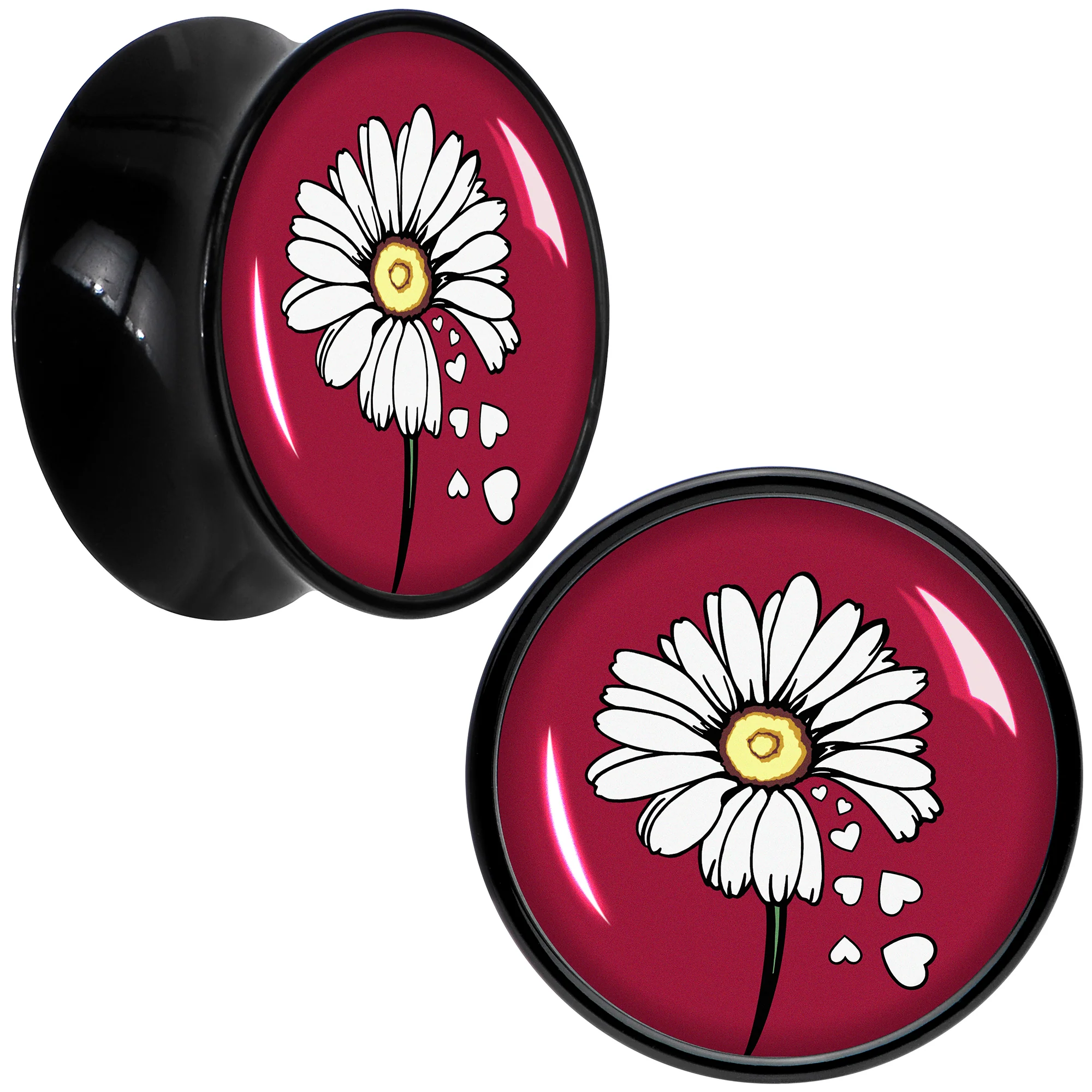 Love Me Not Flower Black Acrylic Saddle Plug Set by Onyx O - Image 8