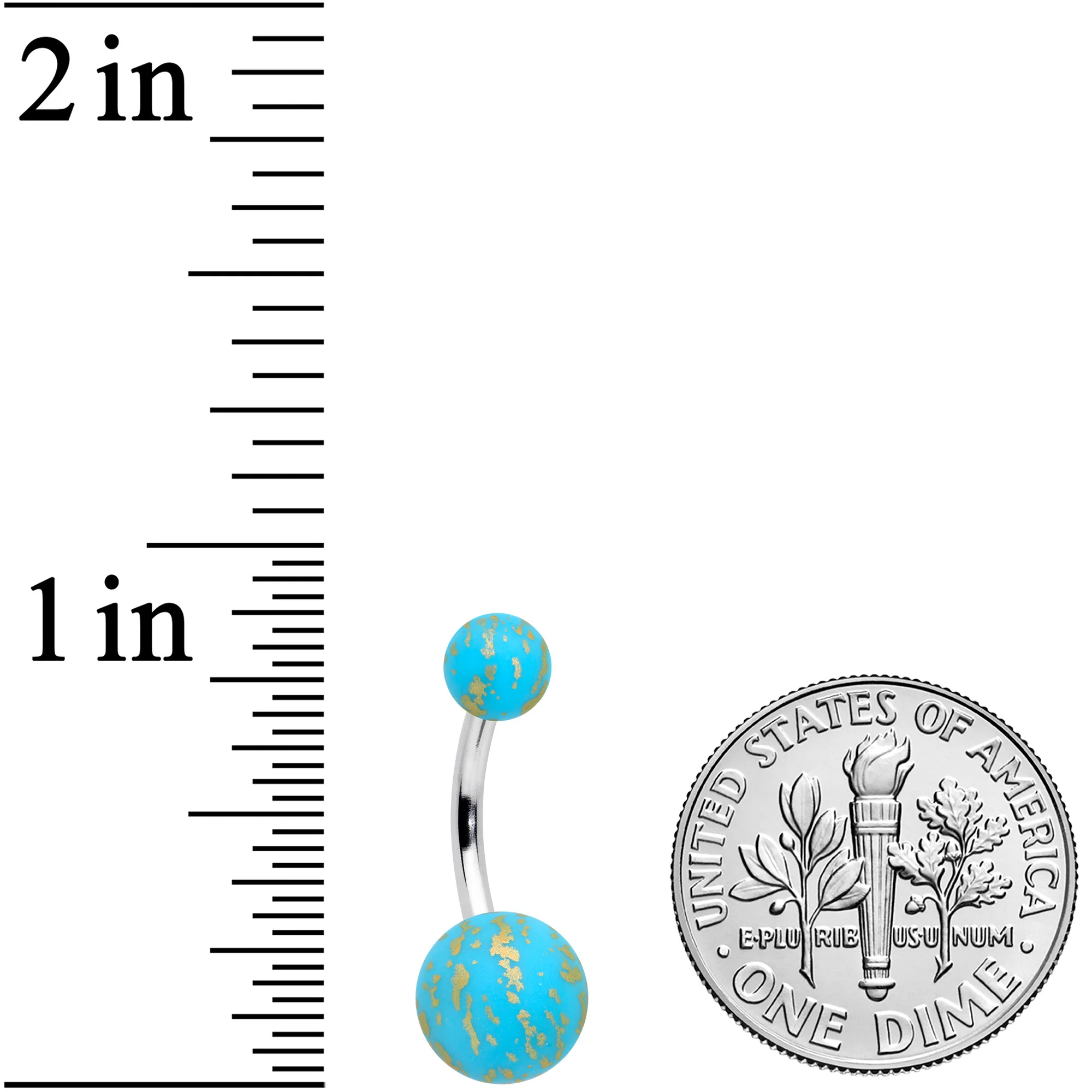 Matte Blue Splatter Pattern Belly Ring - Image 2