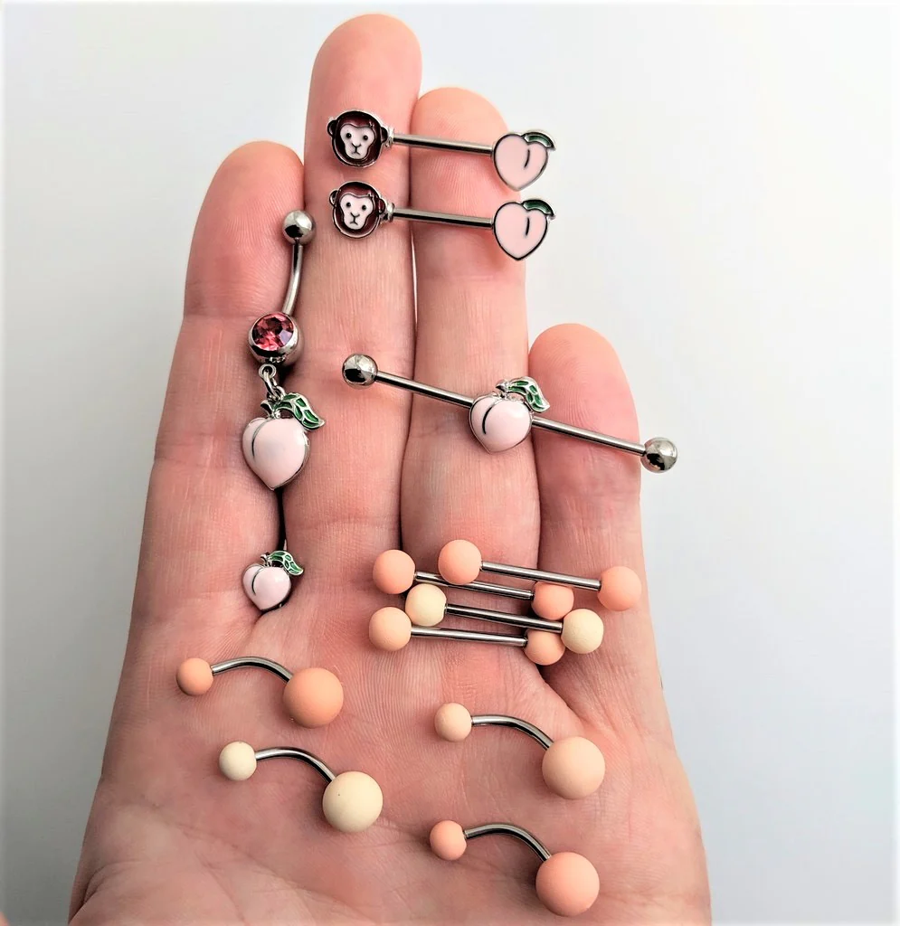 Matte Peaches and Cream Belly Ring Set of 4 - Image 2
