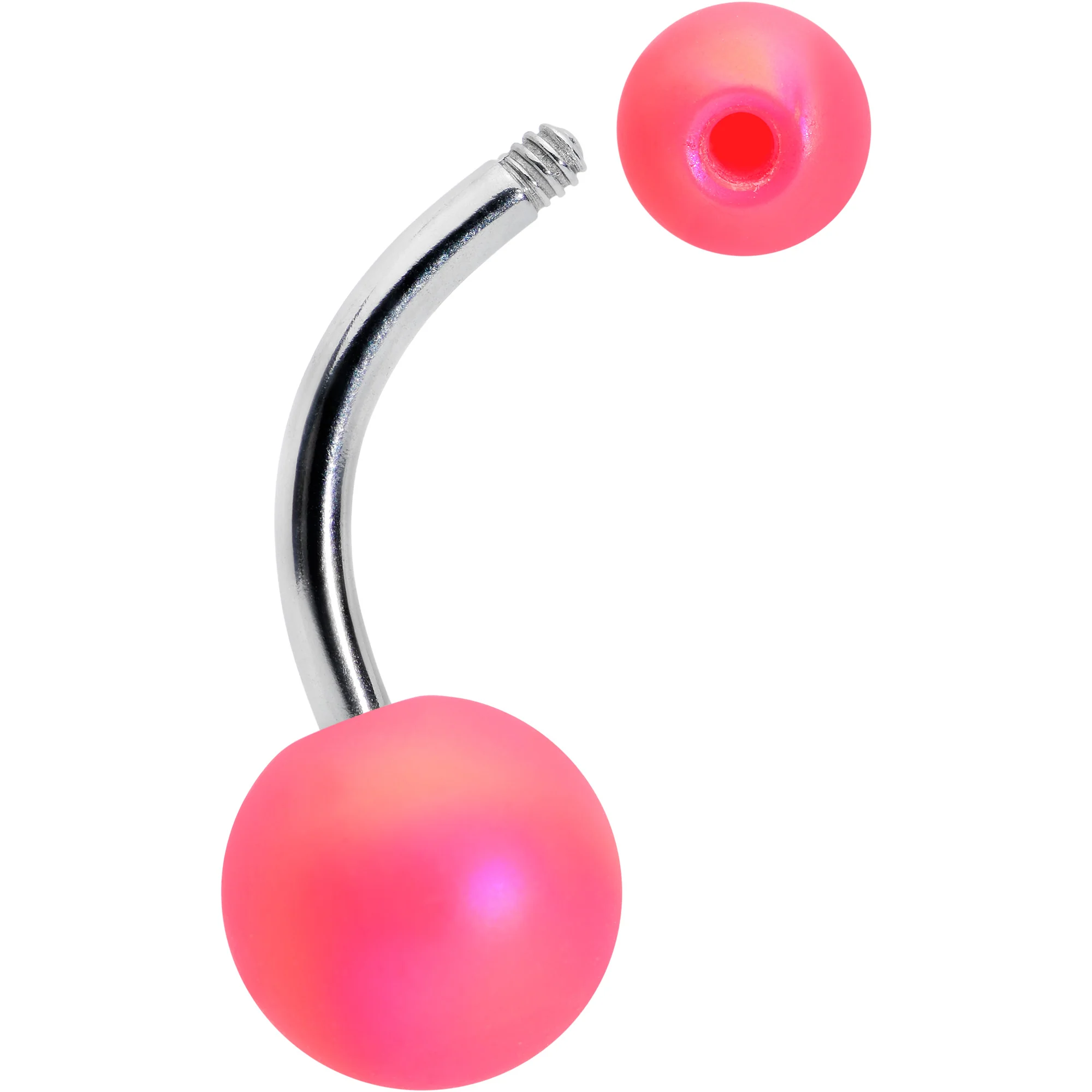 Matte Pink Aurora Ends Belly Ring - Image 2