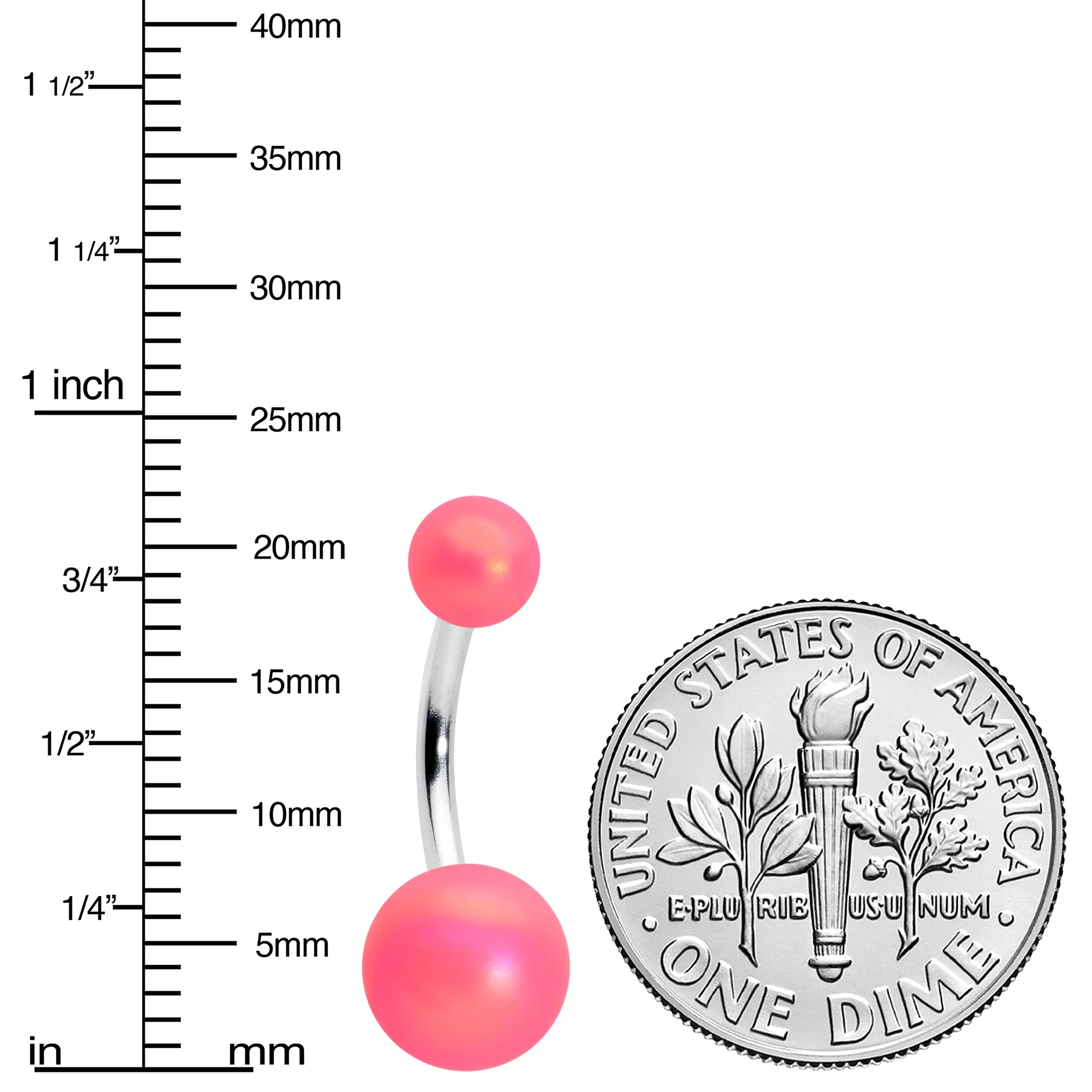 Matte Pink Aurora Ends Belly Ring - Image 3