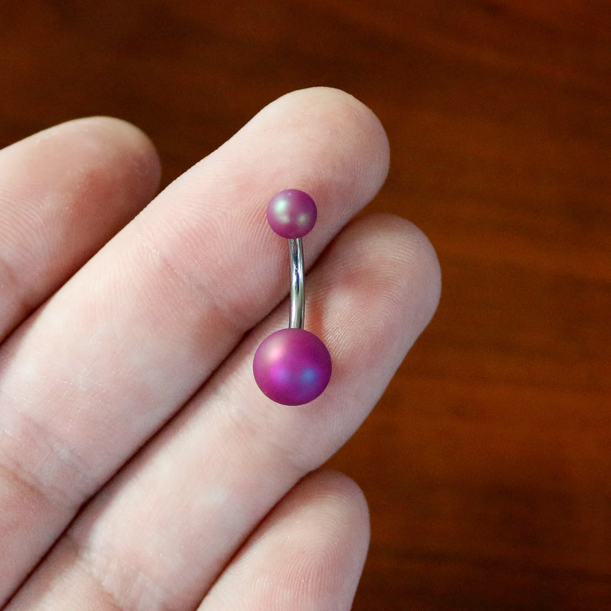 Matte Purple Aurora Ends Belly Ring - Image 6
