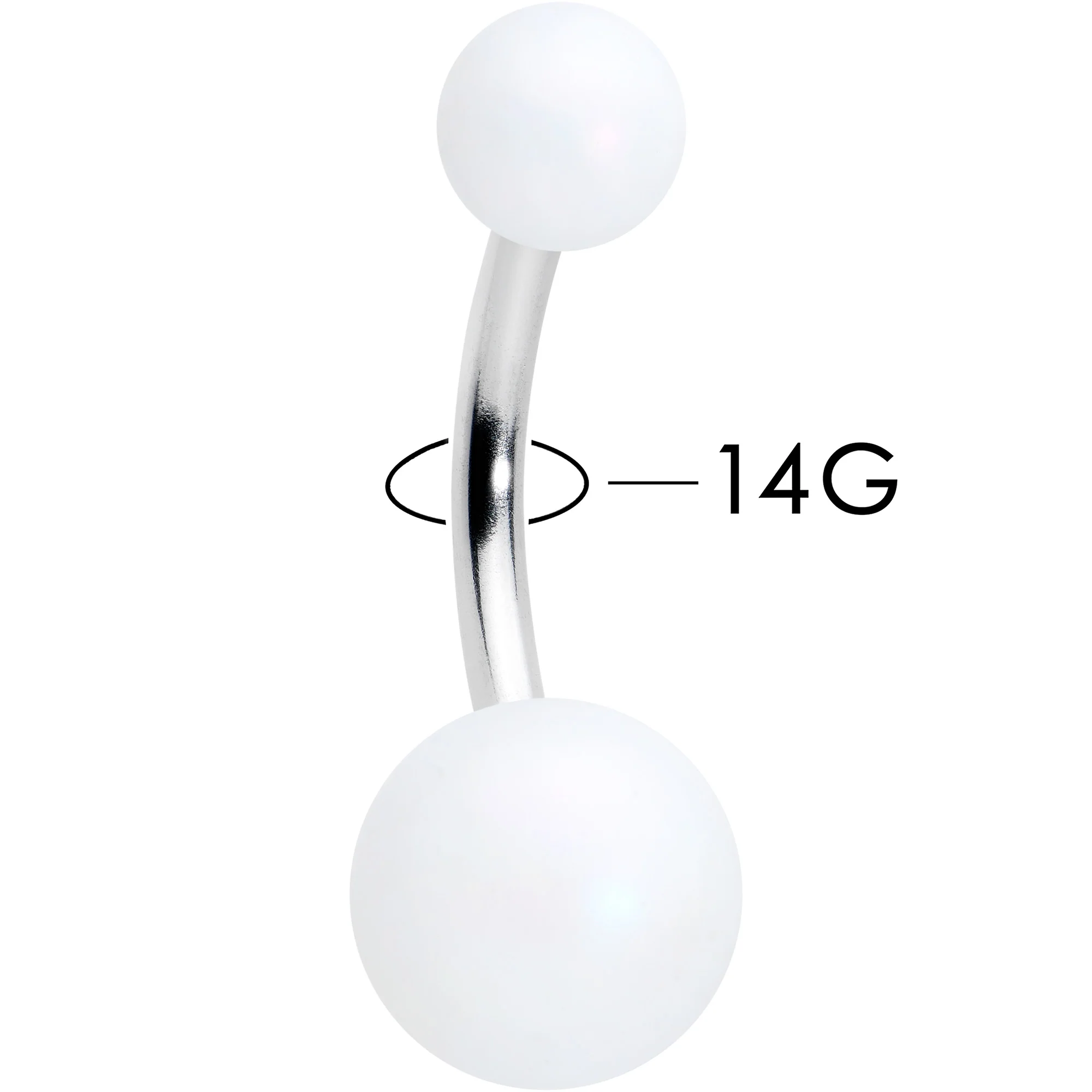 Matte White Aurora Ends Belly Ring - Image 4