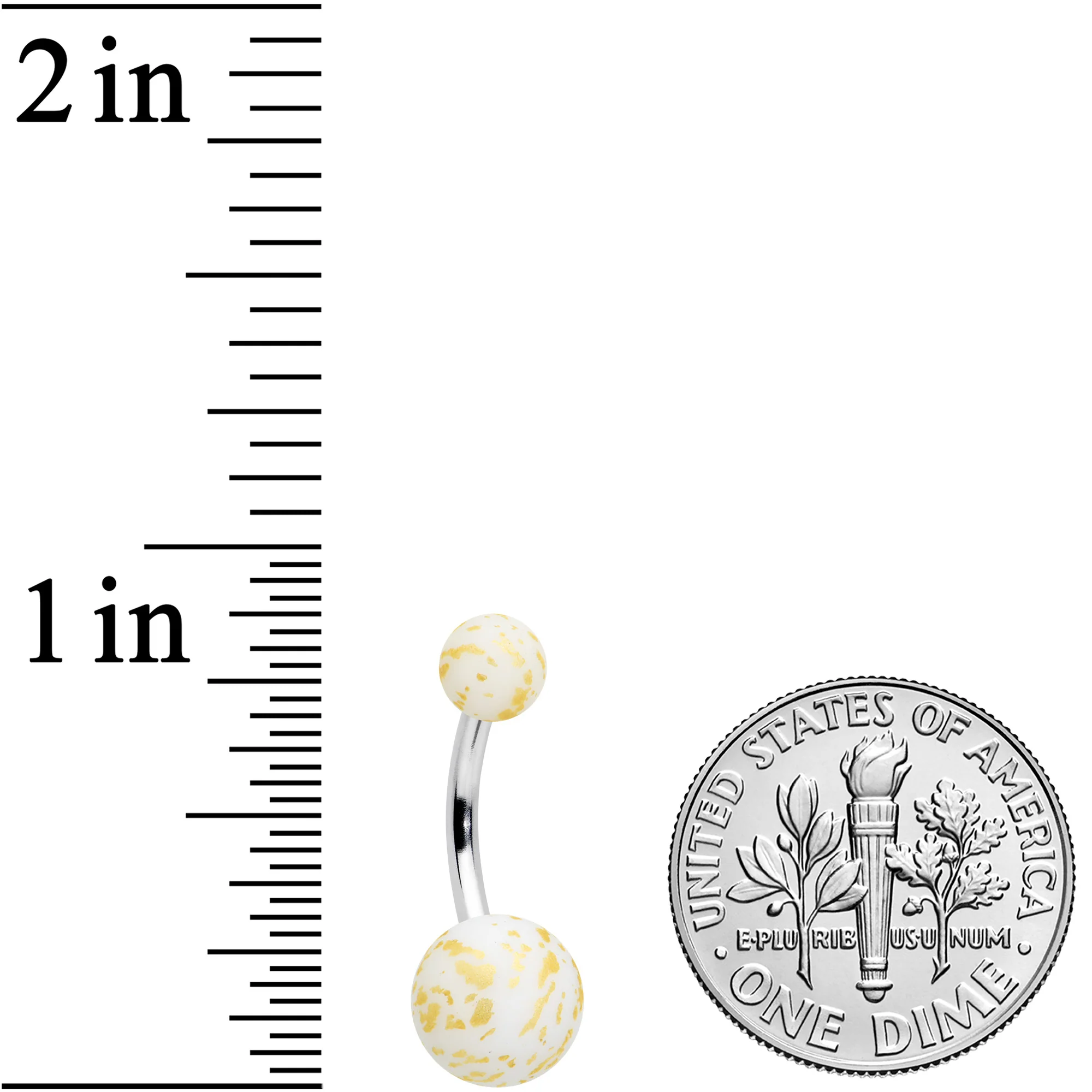 Matte White Splatter Pattern Belly Ring - Image 2