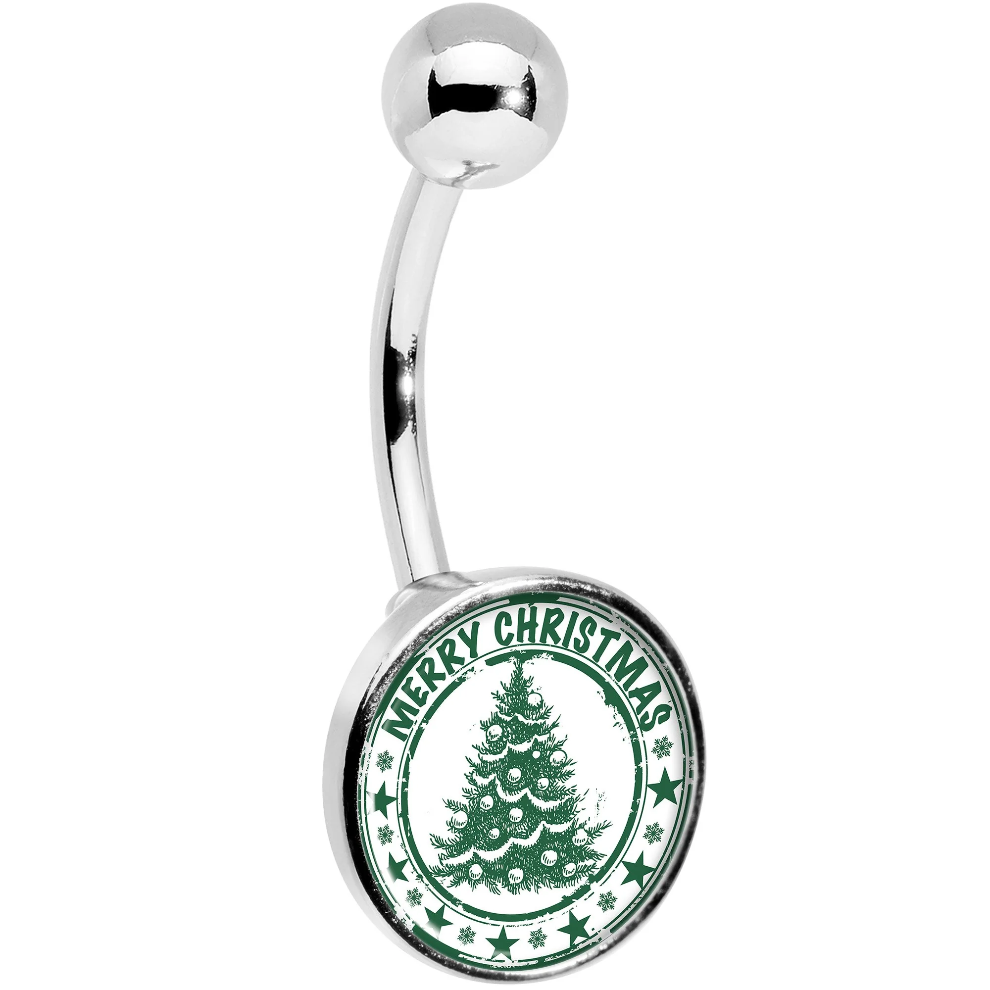 Merry Christmas Tree Belly Ring - Image 3
