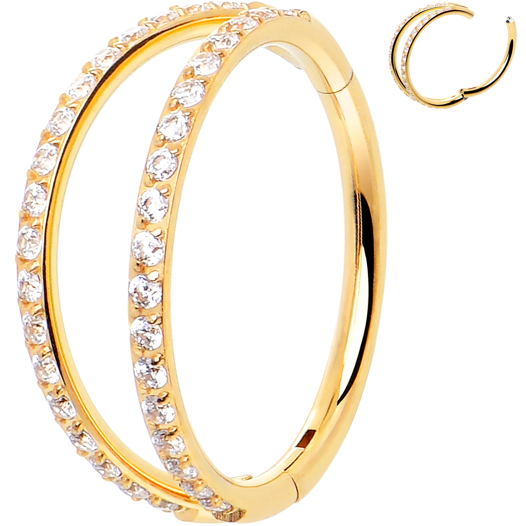 Micro Gem Titanium Hinged Double Nose Hoop - Image 5