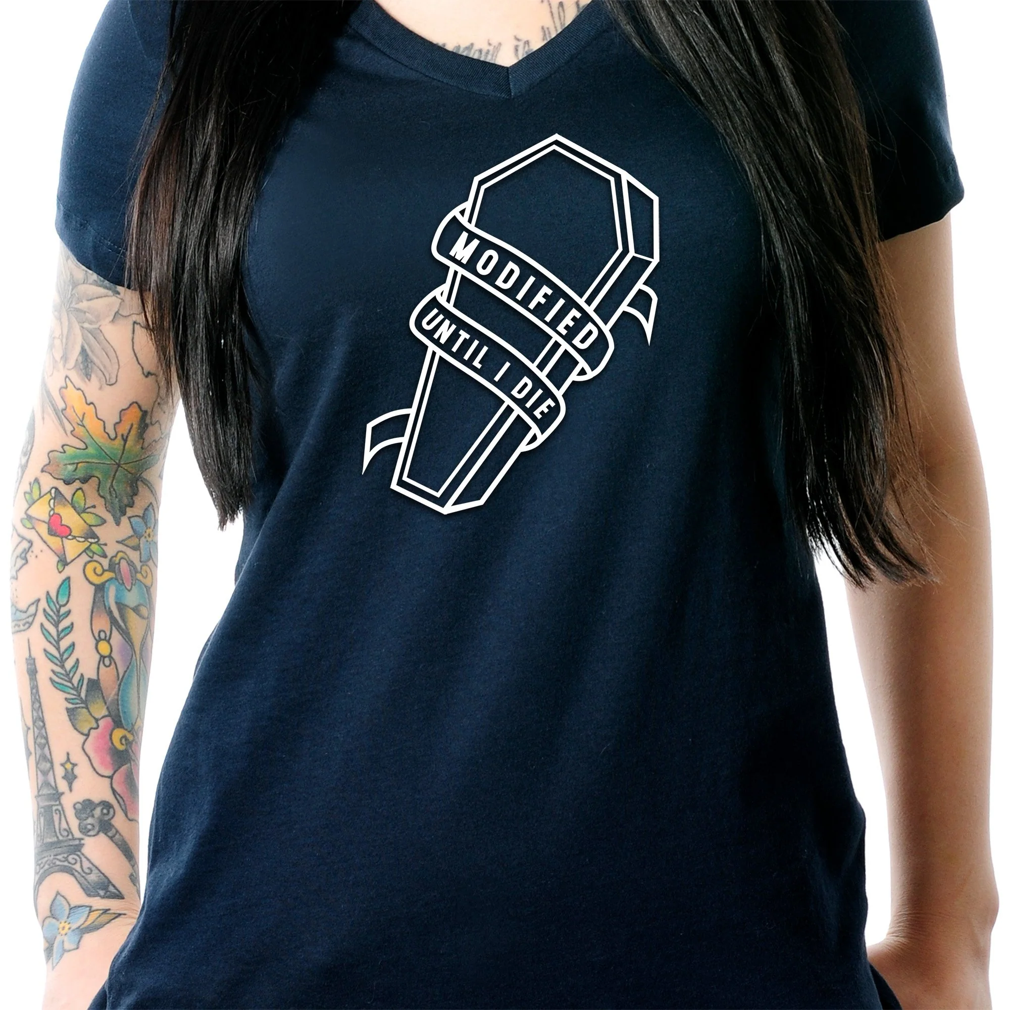 Modified Till I Die Tapered V-Neck Tee Shirt - Image 3