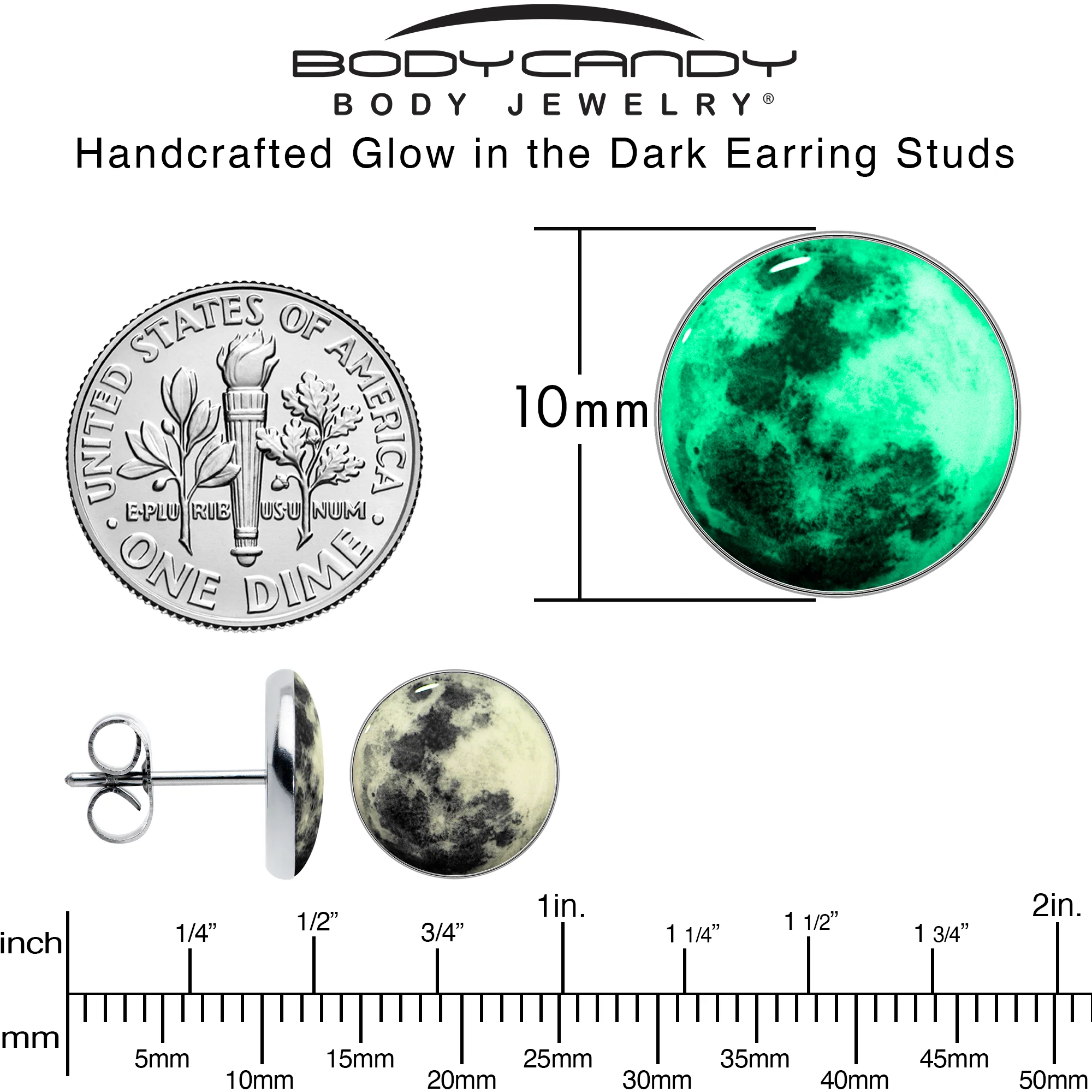 Moon Glow in the Dark Stud Earrings - Image 7