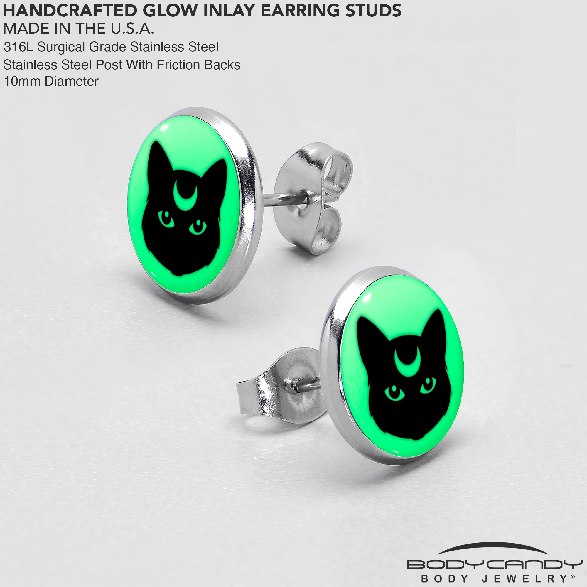 Mystic Kitty Cat Glow in the Dark Stud Earrings by Onyx O - Image 7